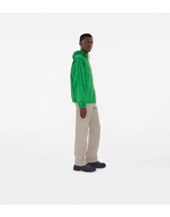 Check Trim Nylon Hooded Jacket