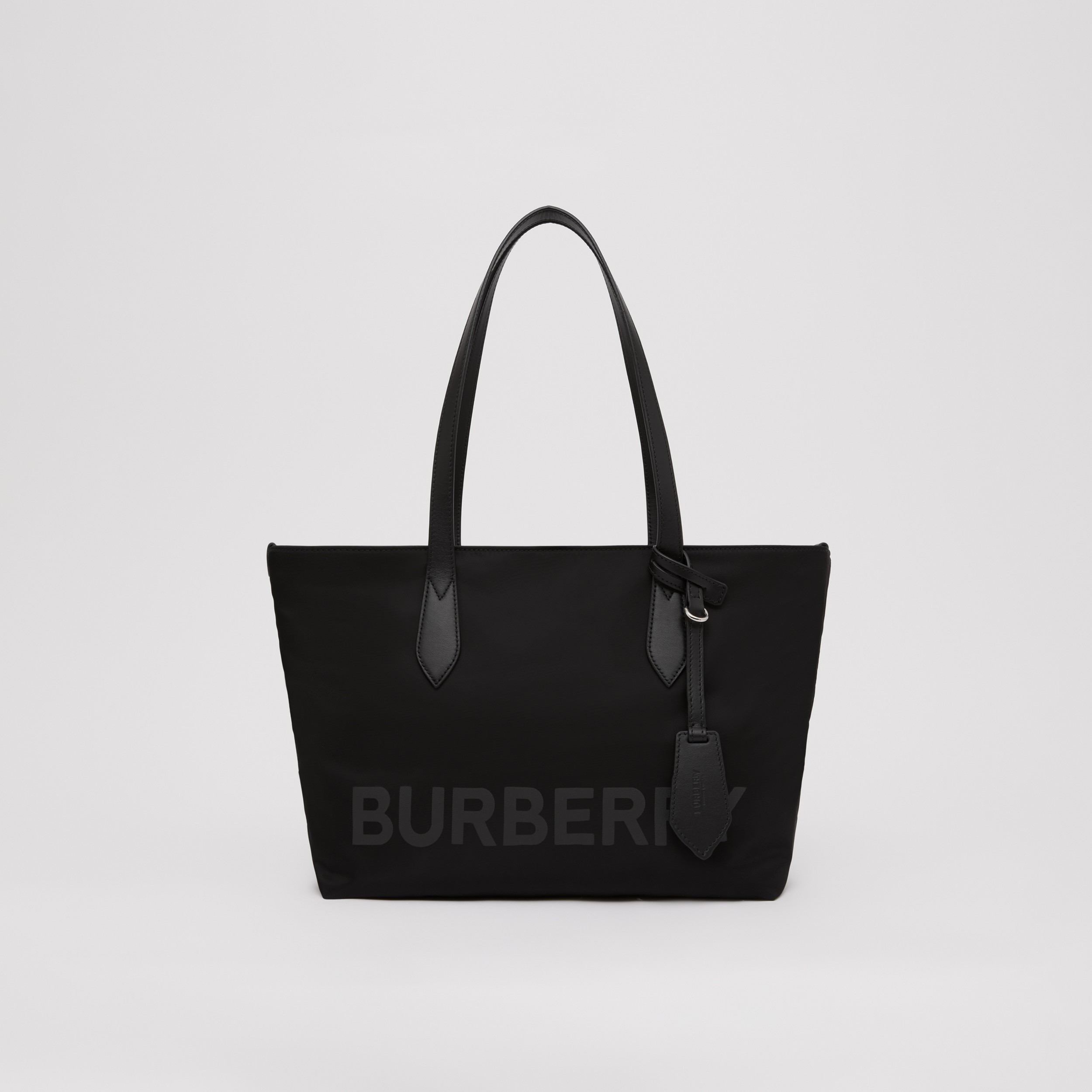 Logo Print Nylon Small Tote in Black - Women | Burberry® Official - 1