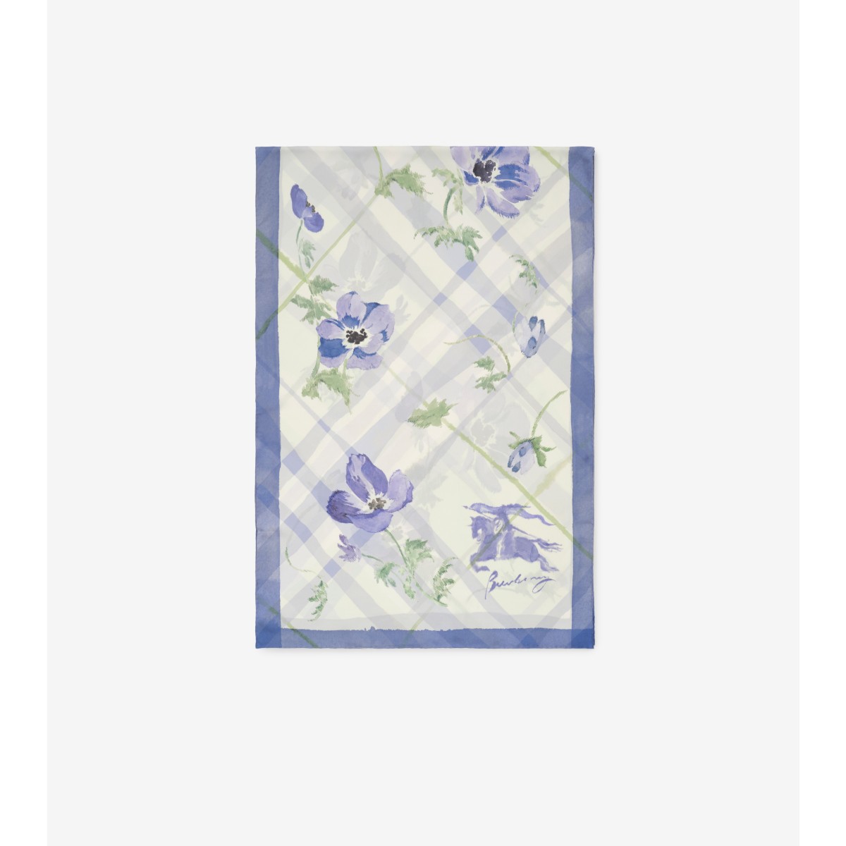  Check Wide Watercolour Silk Scarf