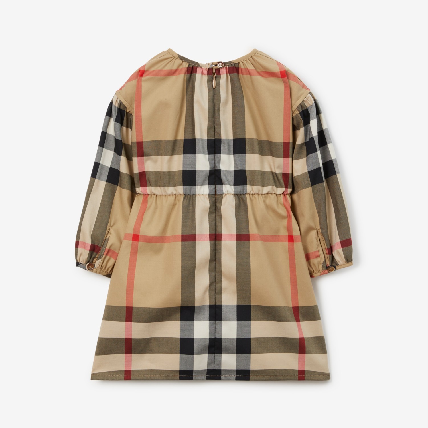 格纹弹力棉质连衣裙 (典藏米色) - 儿童 | Burberry® 博柏利官网
