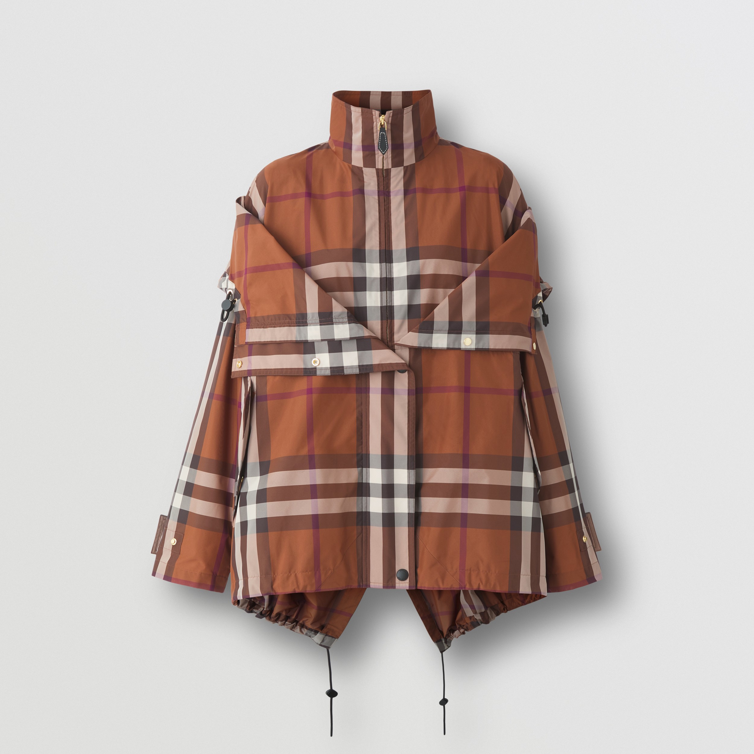 Check Reconstructed Hooded Jacket in Dark Birch Brown - Women | Burberry® Official - 4