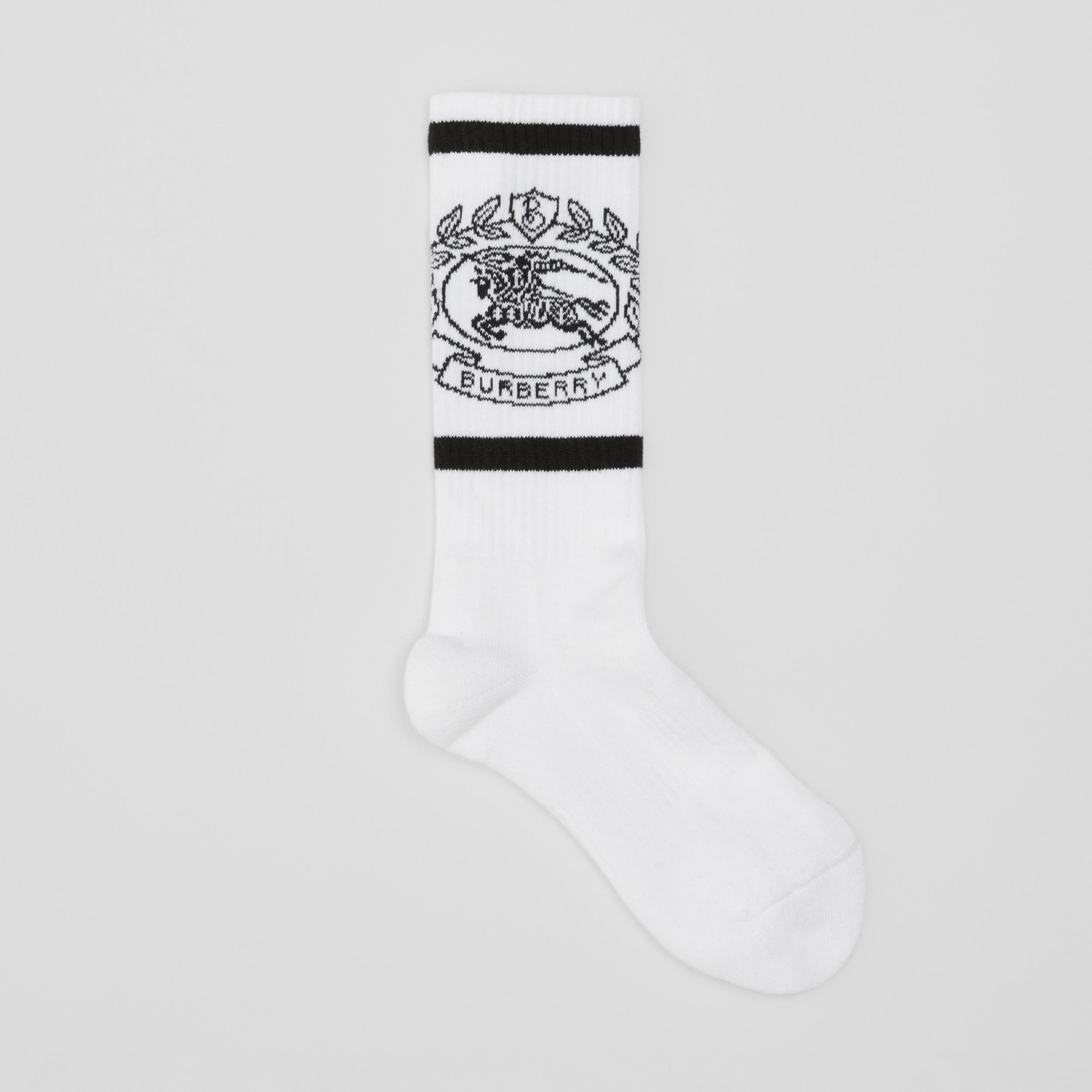 EKD Technical Stretch Cotton Jacquard Socks in White/black | Burberry® Official - 1
