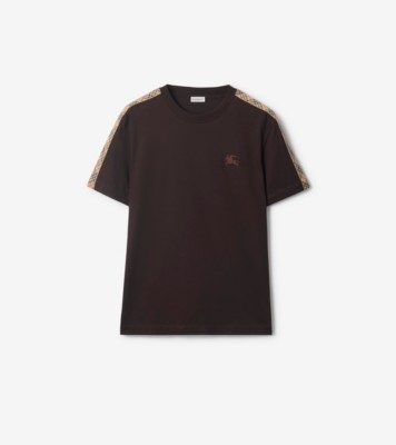 【新品】 BURBERRY TORTO　クロップドスウェットシャツ　ブラック M チェックトリム コットンTシャツ (クローブブラウン) - メンズ