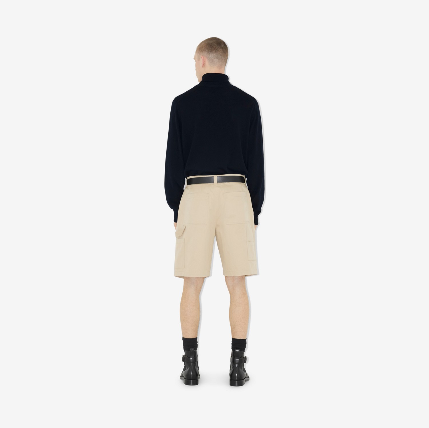 马术骑士徽标刺绣棉质工装短裤 (驼色) - 男士 | Burberry® 博柏利官网