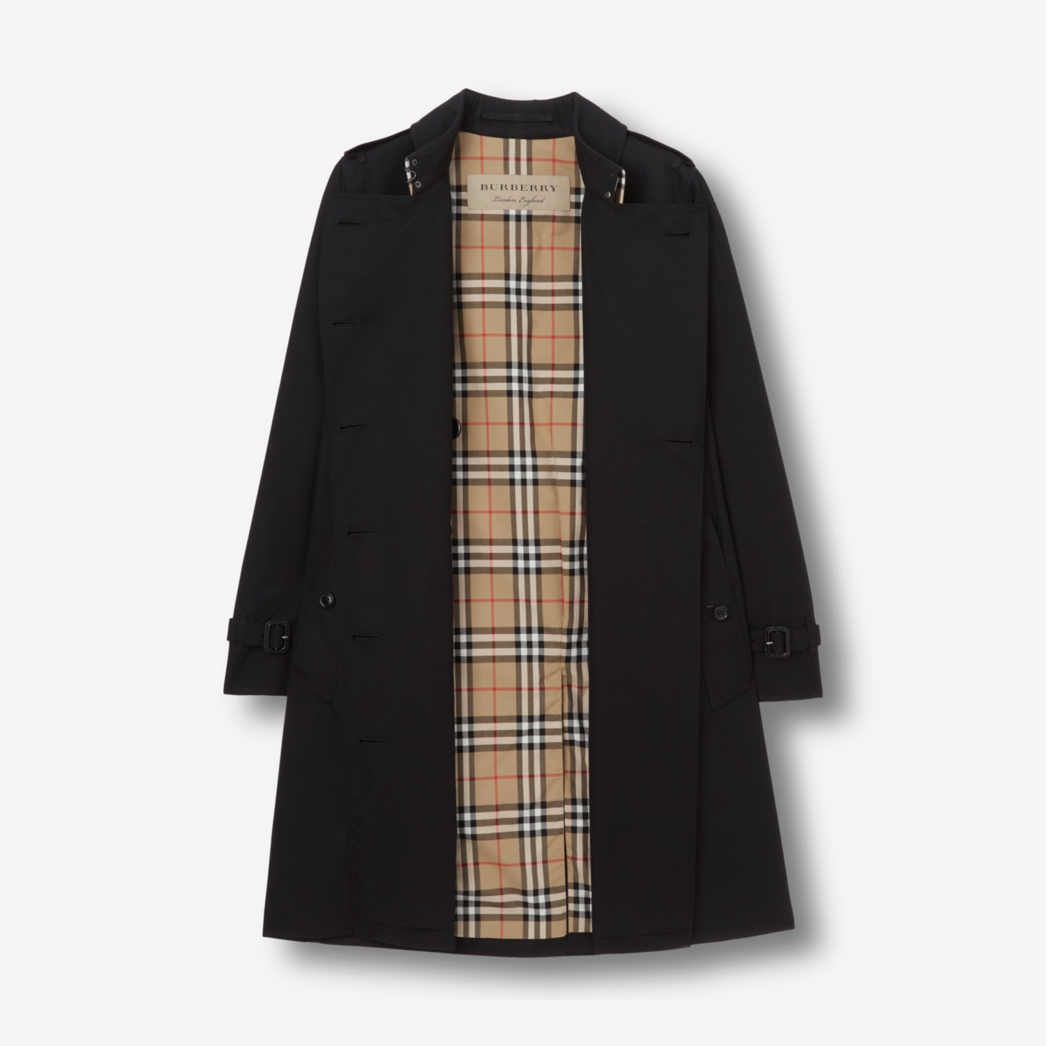 The Mid-length Kensington Heritage Trench Coat in Black - Burberry