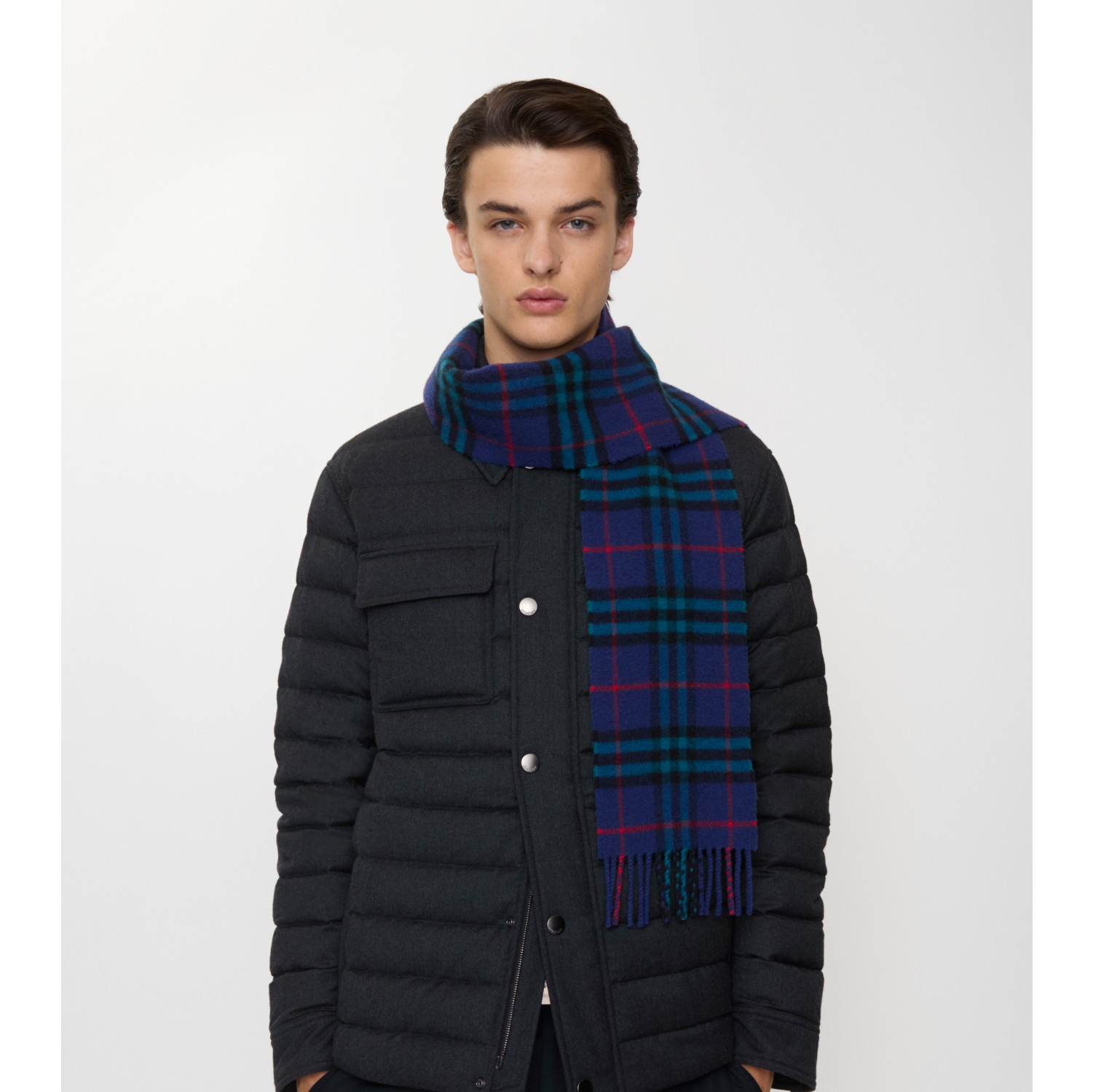 Narrow Check Cashmere Scarf