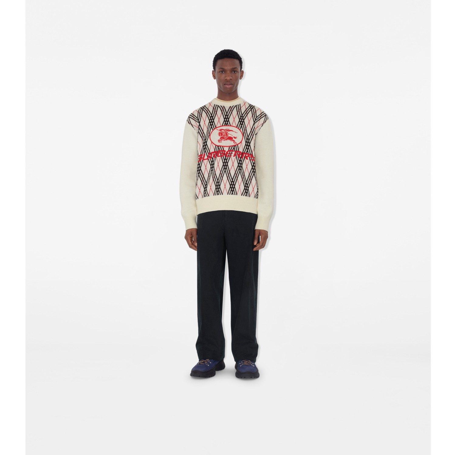 Pull en laine mélangée argyle Check