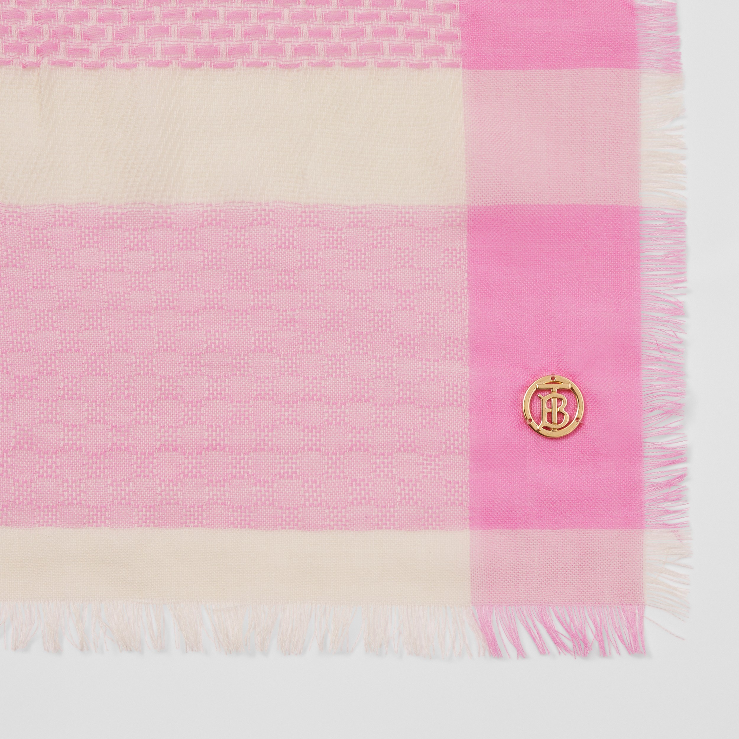 Check Cashmere Large Square Scarf in Bubblegum Pink - Women | Burberry® Official - 2