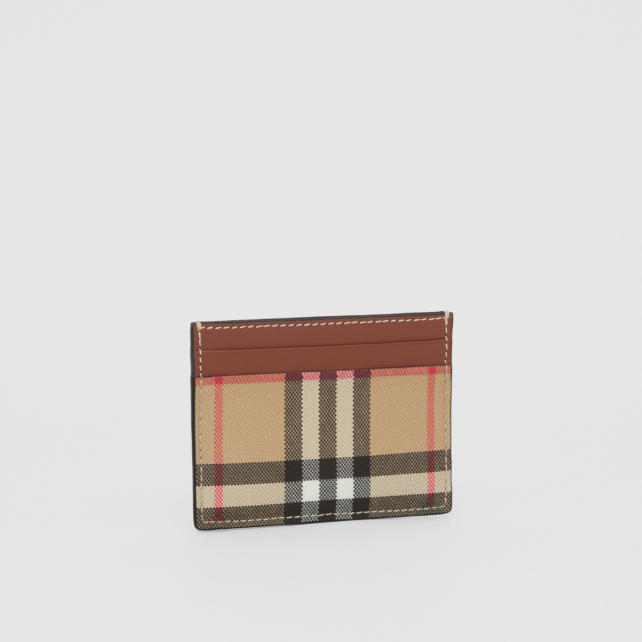 Vintage Check E-canvas and Leather Card Case in Tan - Women | Burberry® Official - 4