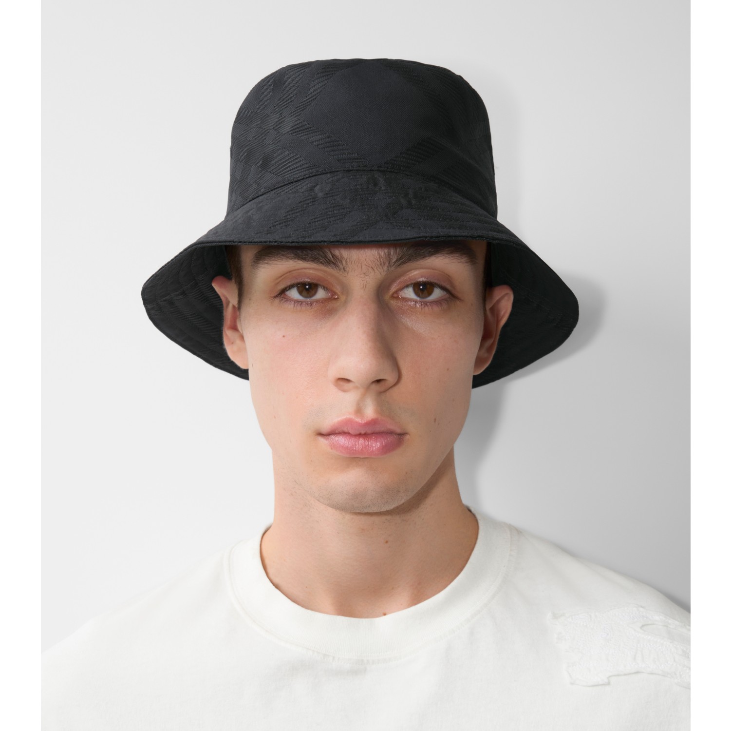 Check Nylon Blend Bucket Hat