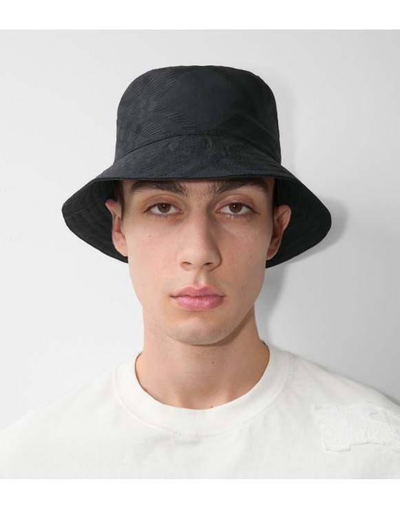 Check Nylon Blend Bucket Hat