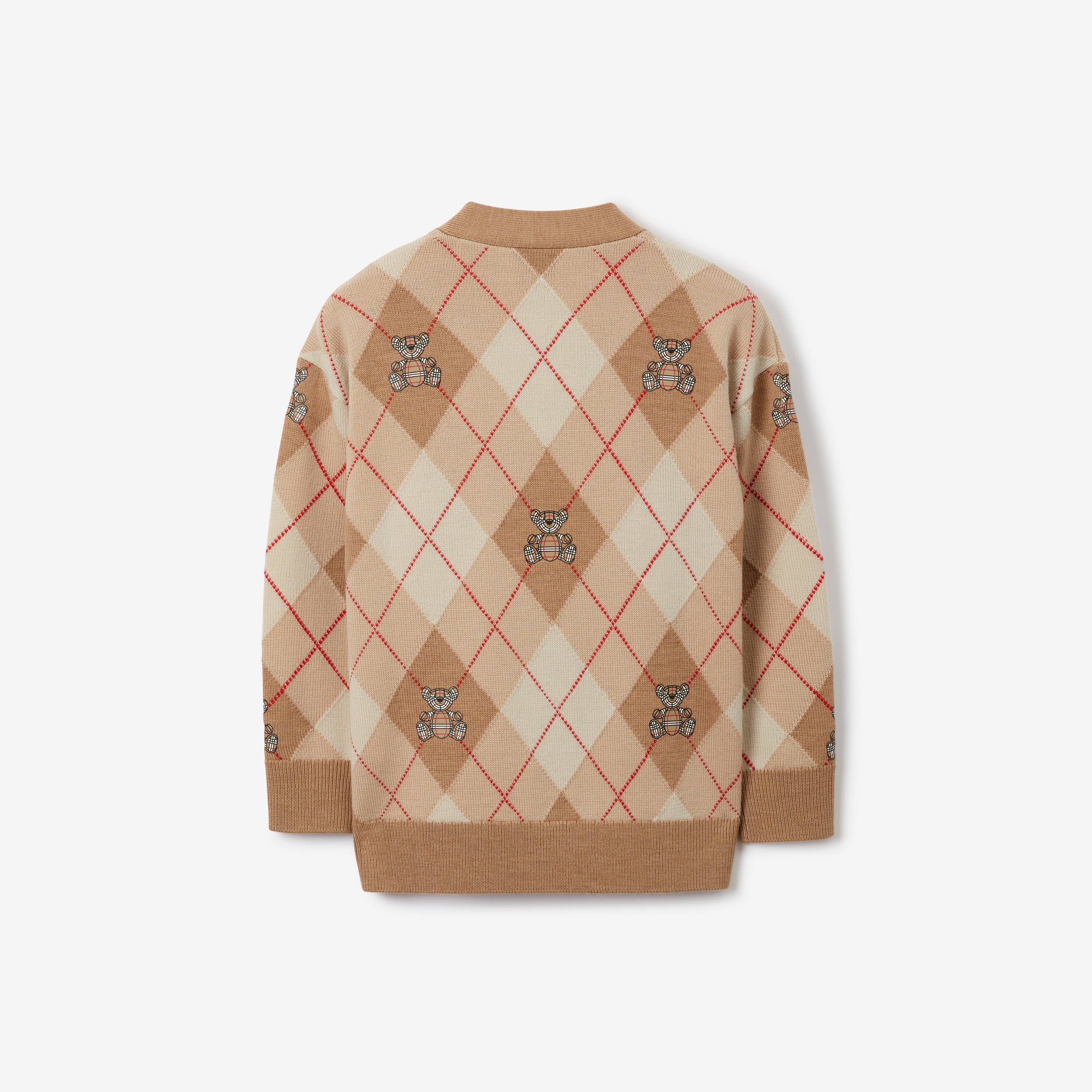 Thomas Bear Argyle Wool Cardigan in Soft Fawn | Burberry® Official - 2