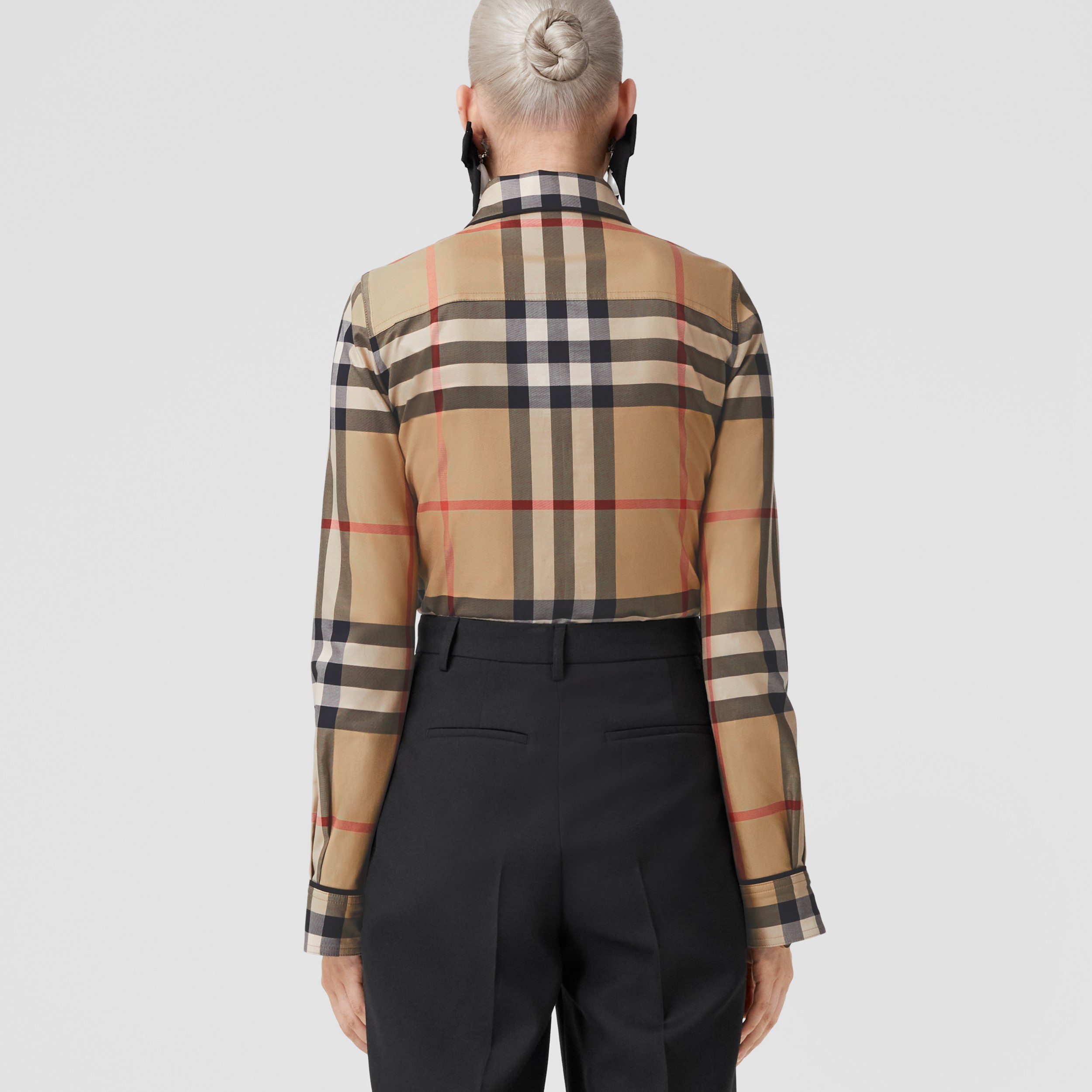 Exaggerated Check Cotton Shirt in Archive Beige - Women | Burberry® Official