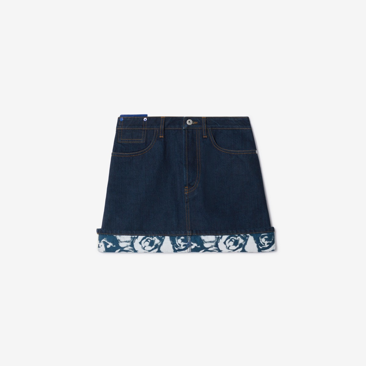 Shop Burberry Heavyweight Denim Mini Skirt In Indigo Blue
