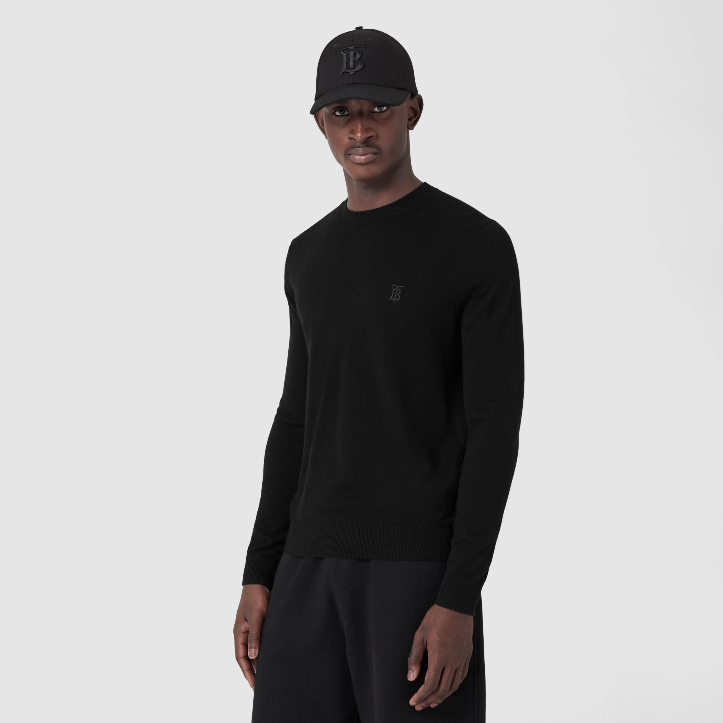 Monogram Motif Cashmere Sweater in Black - Men | Burberry® Official