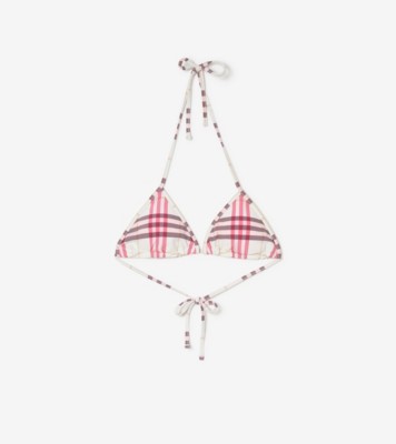 BURBERRY ビキニ Check Bikini Top in Aubergine purple - Women, Nylon | Burberry