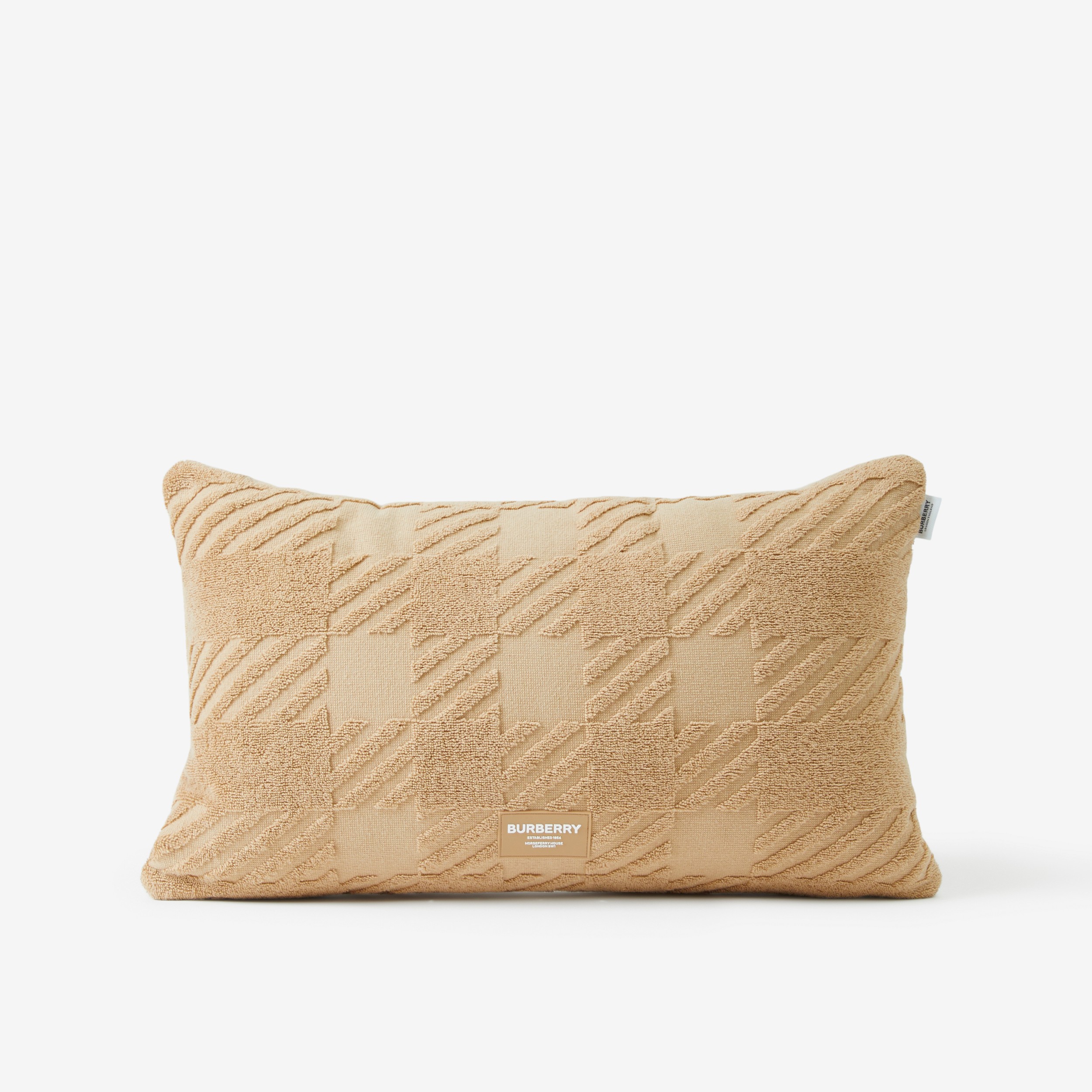Check Cotton Jacquard Cushion in Archive Beige | Burberry® Official - 1