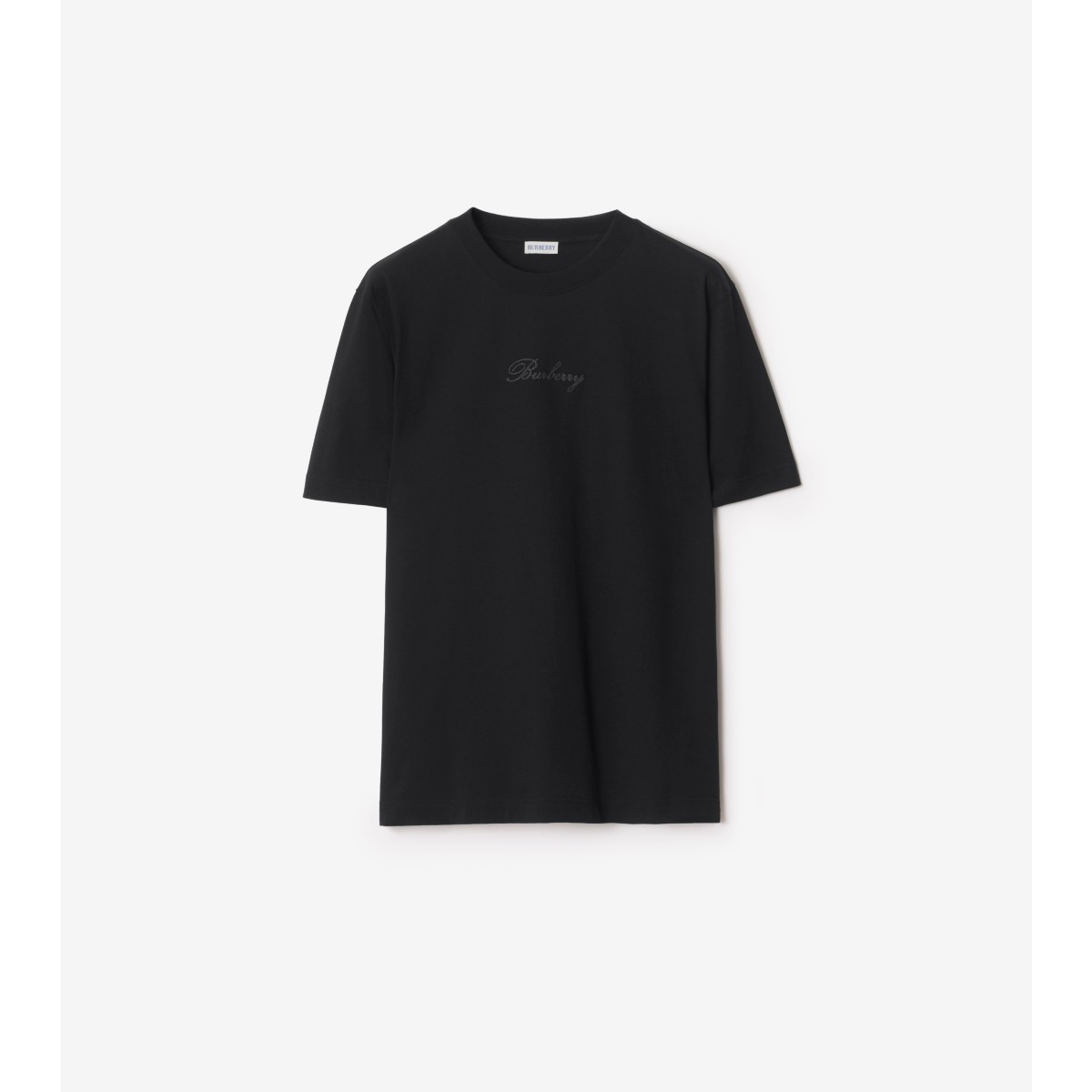  Check Cursive Logo Cotton T-shirt