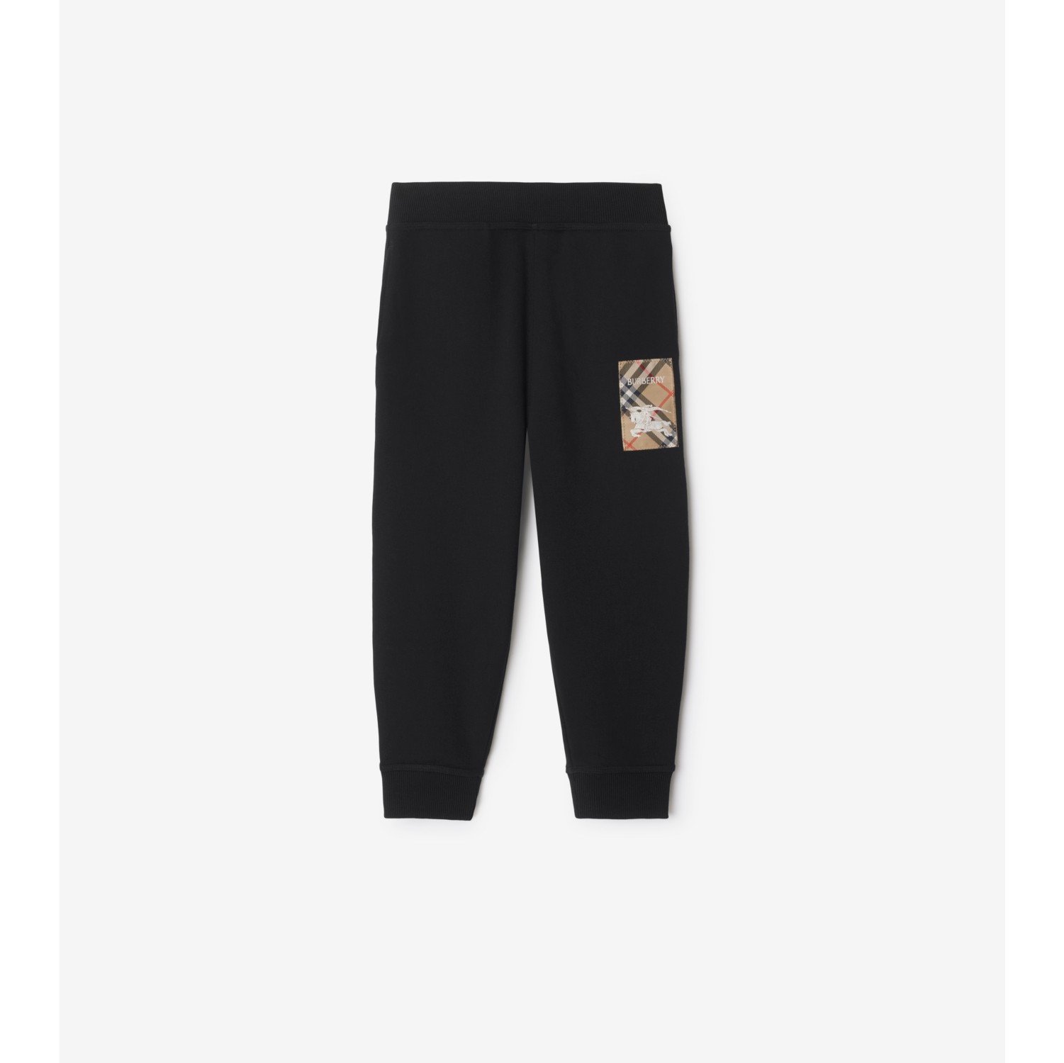 Check Label Cotton Jogging Pants in Black Burberry Official