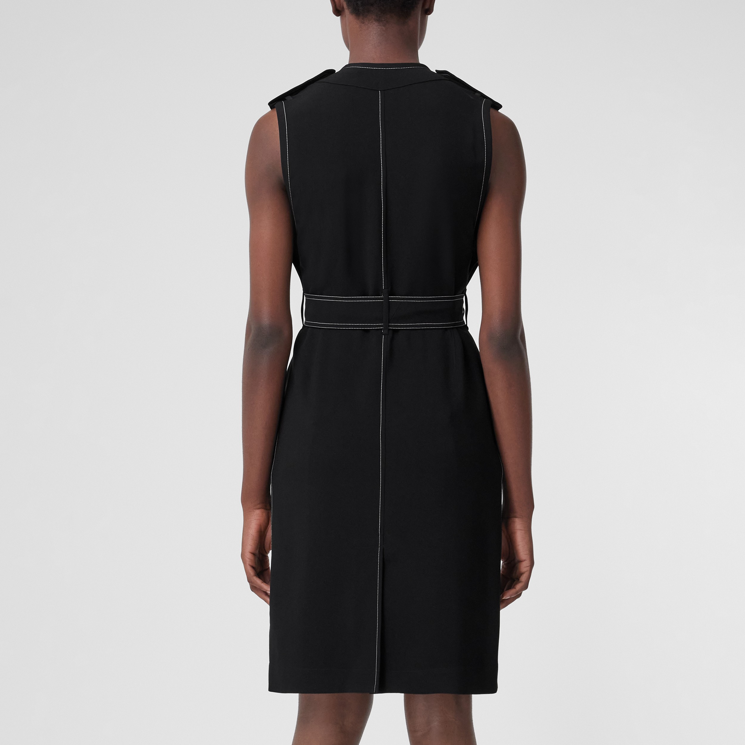 Sleeveless Viscose V-neck Trench Dress in Black - Women | Burberry® Official - 3