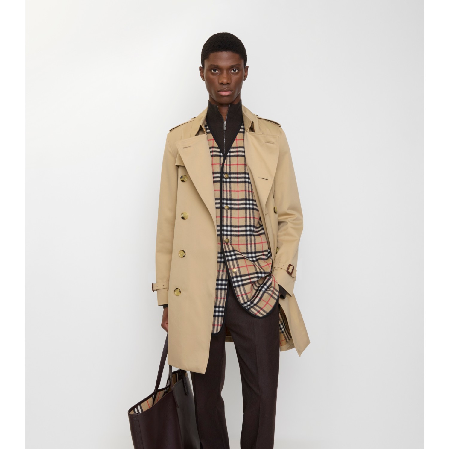 Check Wool Cashmere Warmer