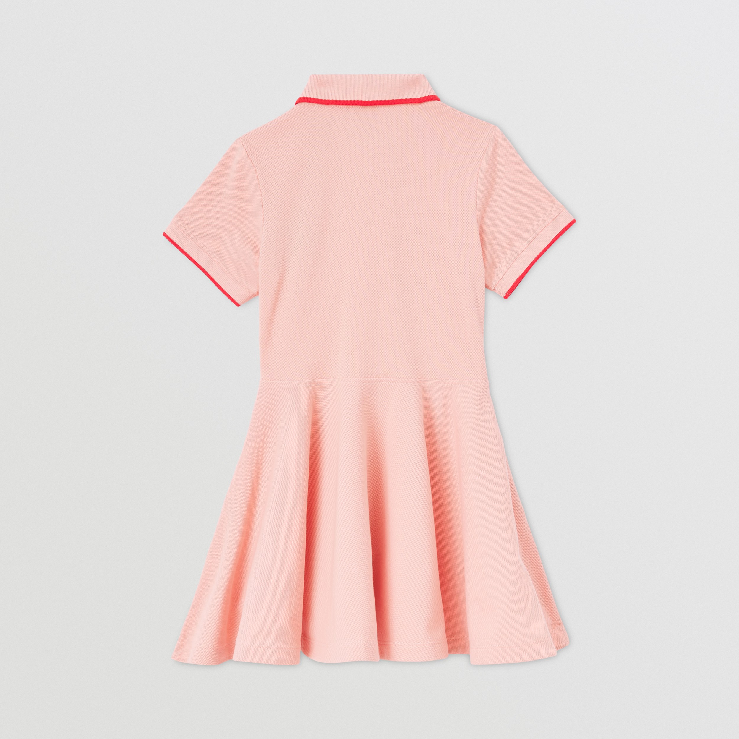 Vestido estilo camisa polo de algodão piquê com detalhe de listras icônicas (Rosa Argila Claro) - Crianças | Burberry® oficial - 4