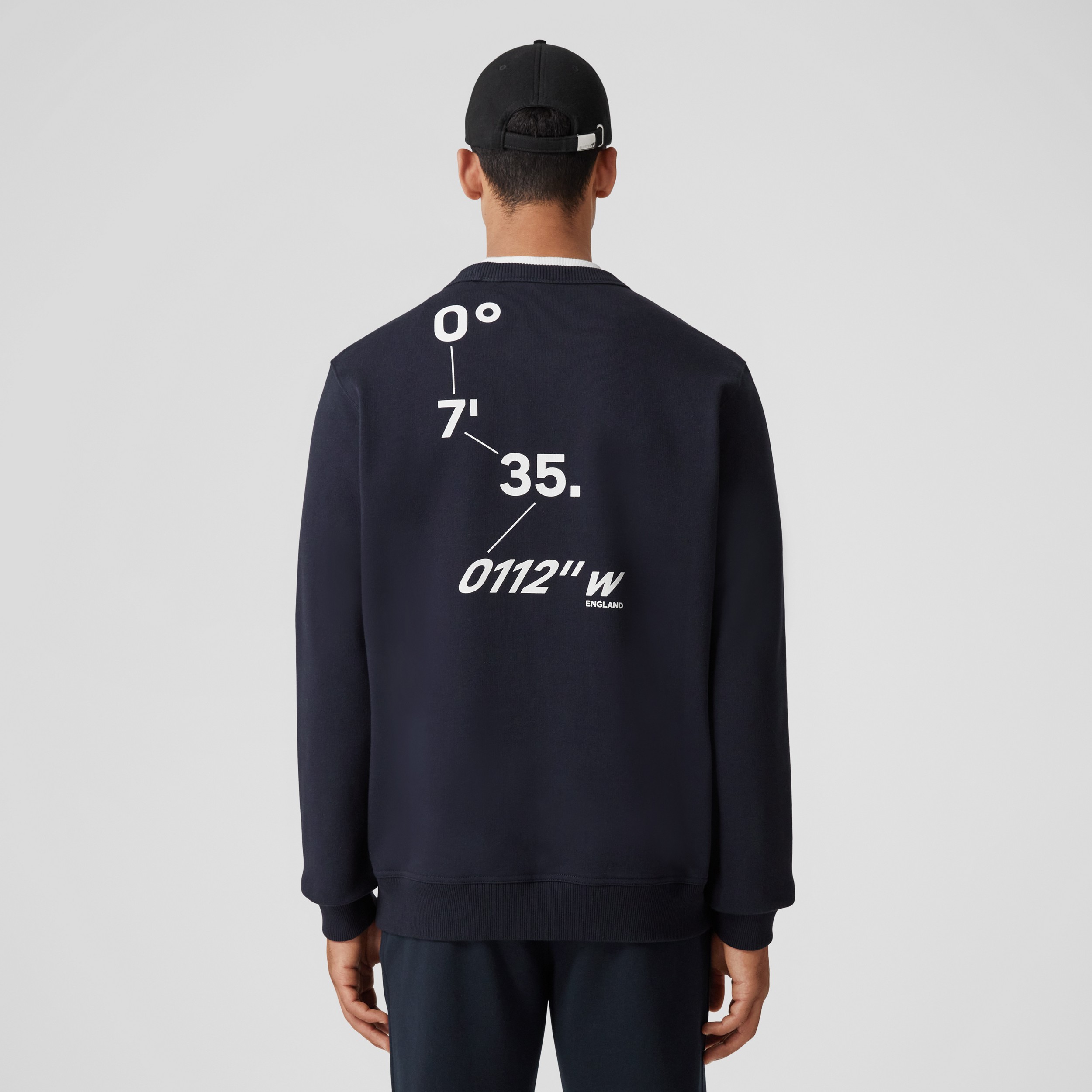 Crystal and Coordinates Print Cotton Sweatshirt in Dark Charcoal Blue - Men | Burberry® Official - 3