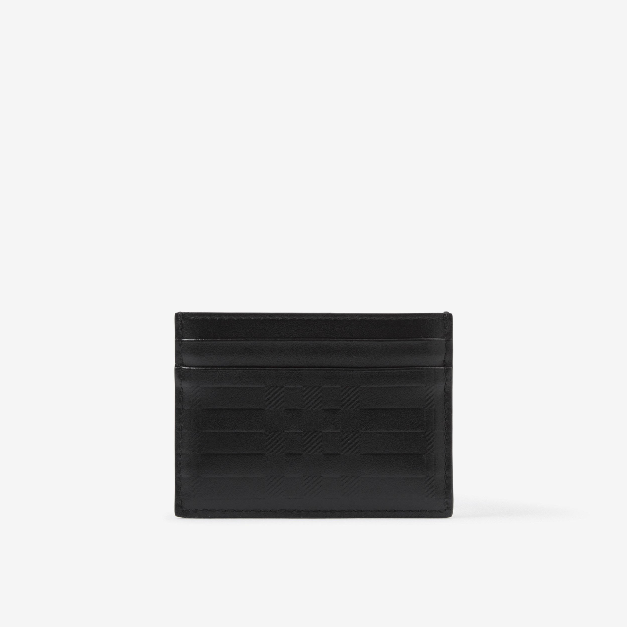 Embossed Check Leather Card Case in Black - Men | Burberry® Official - 3