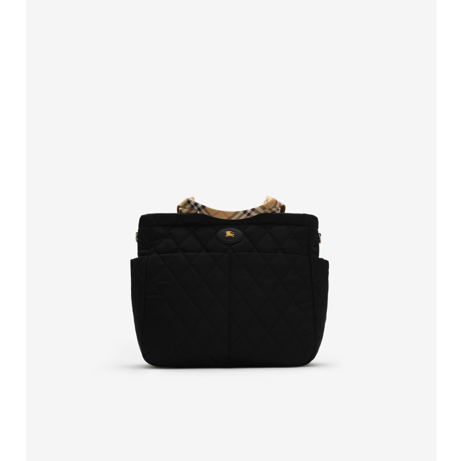 Gesteppte Nylon-Wickeltasche mit Check-Besatz