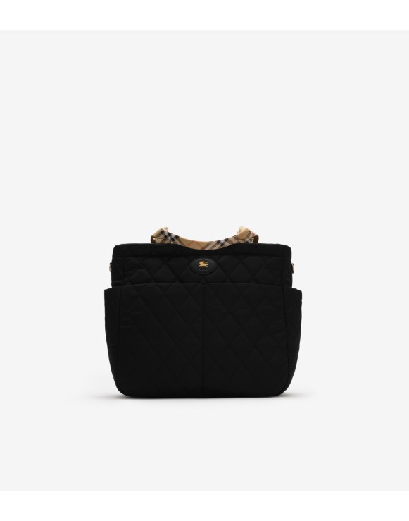 Check Trim Quilted Nylon Baby Changing Bag