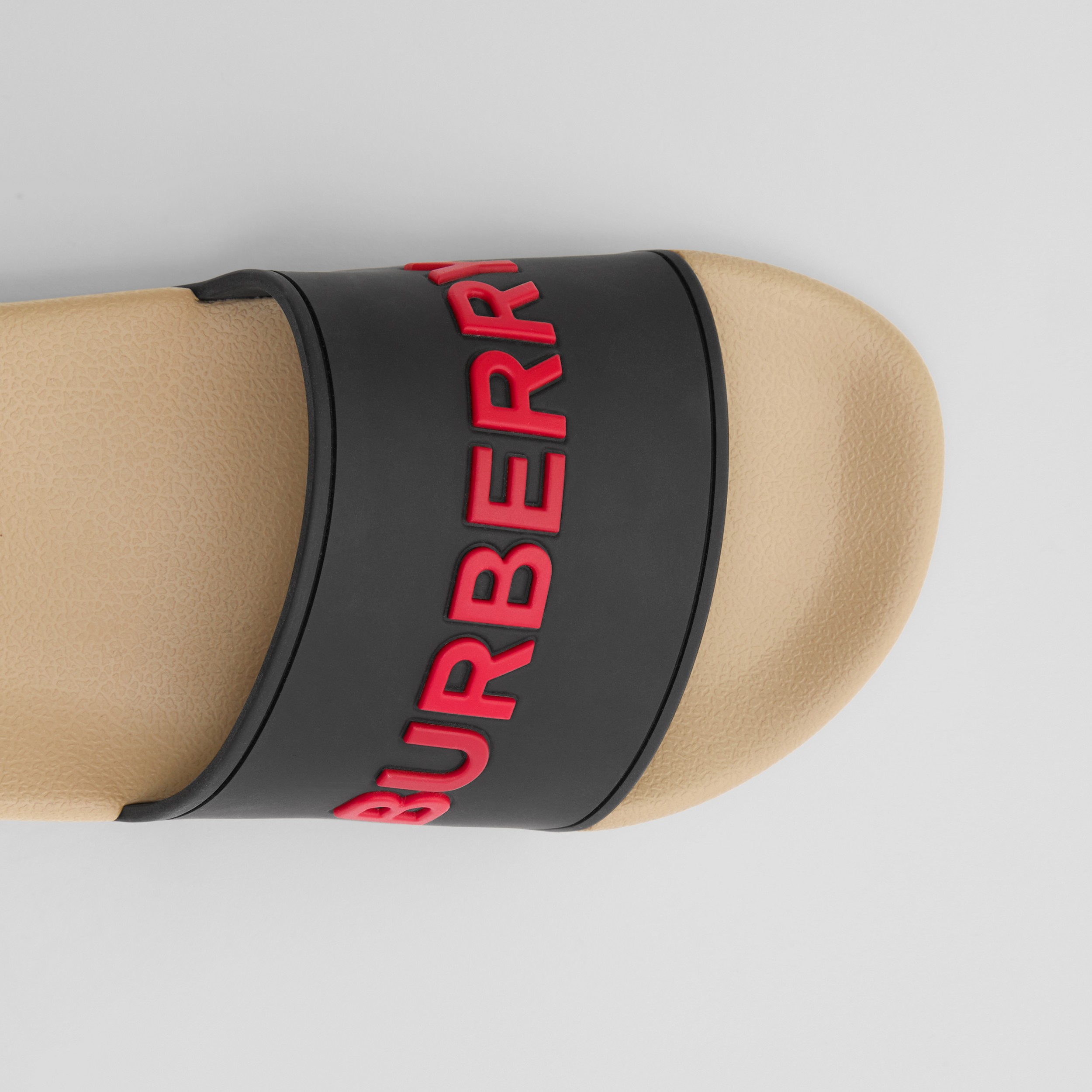 Logo Detail Two-tone Slides in Black/soft Fawn/red - Women | Burberry® Official - 2