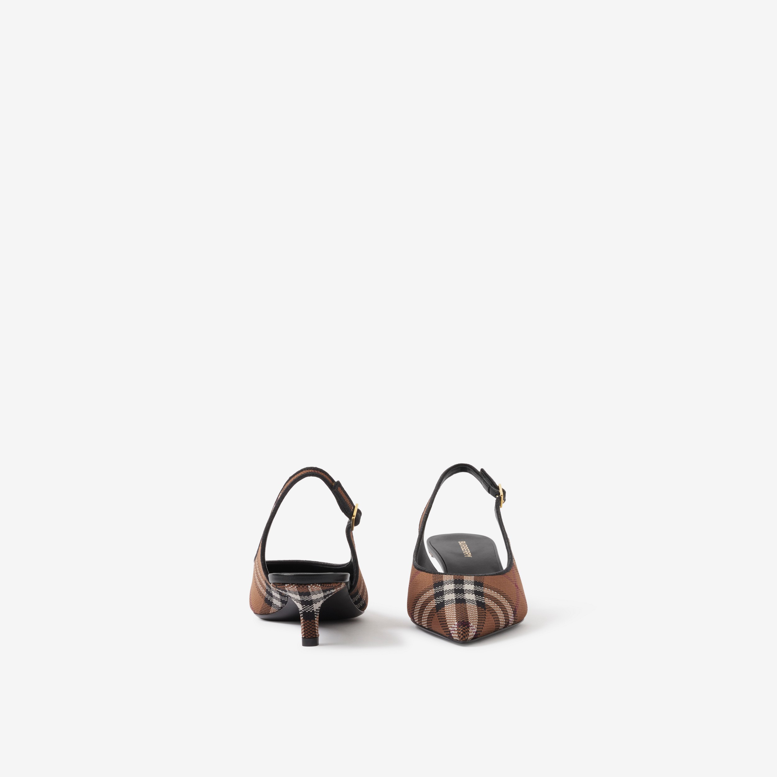 Zapatos de tacón destalonados en tejido Check y piel (Marrón Abedul Oscuro) - Mujer | Burberry® oficial - 4