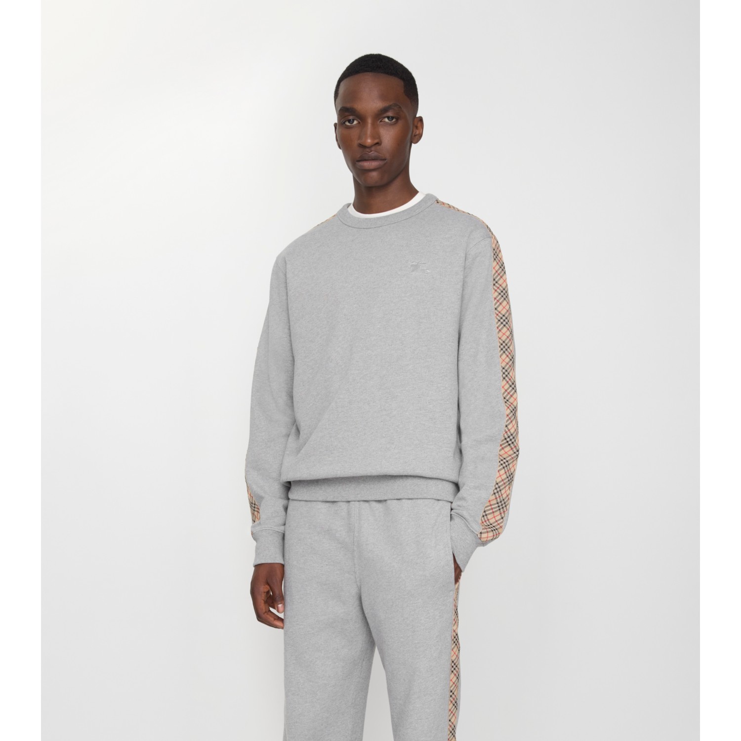 Check Trim Cotton Sweatshirt - thumbnail 2
