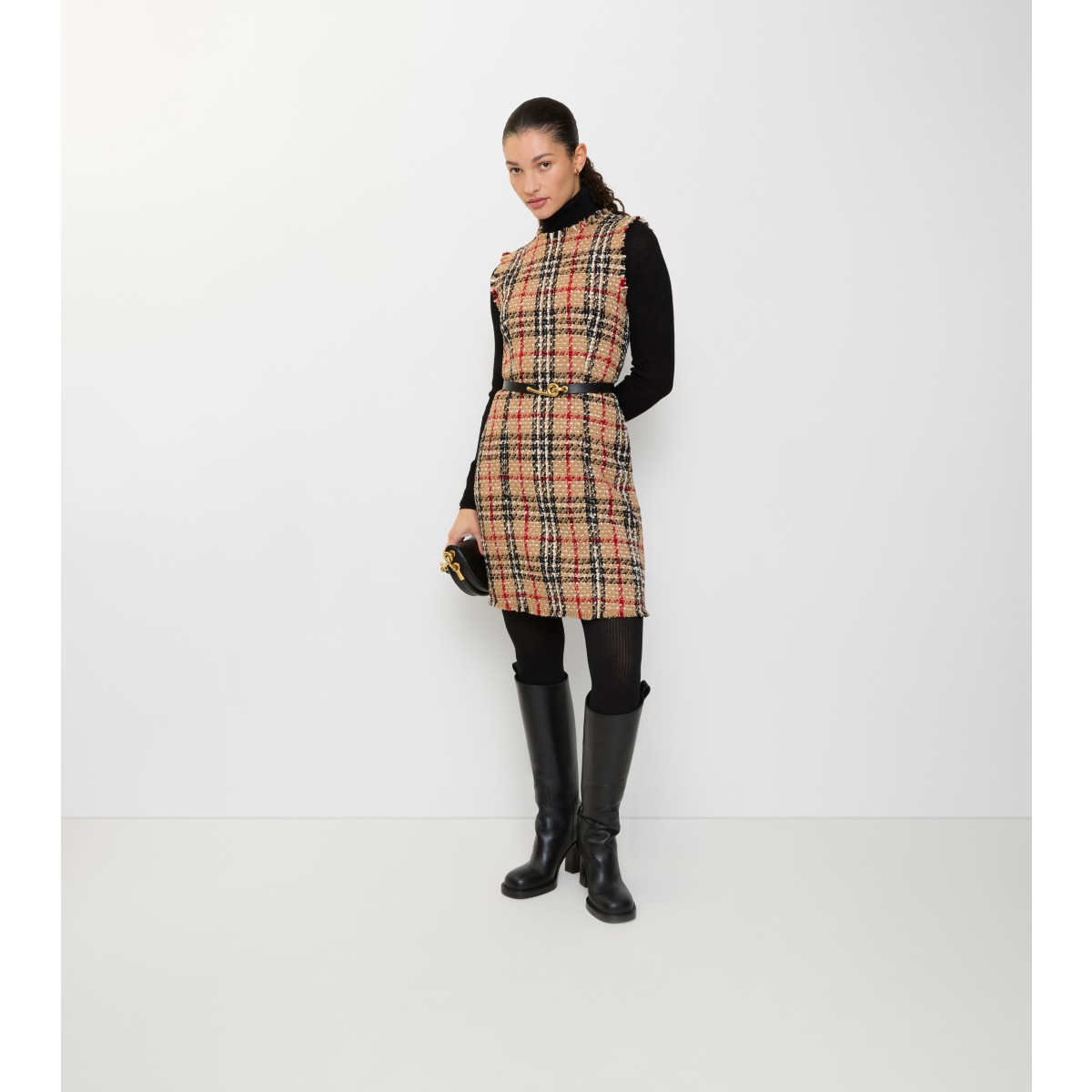  Check Wool Blend Bouclé Dress