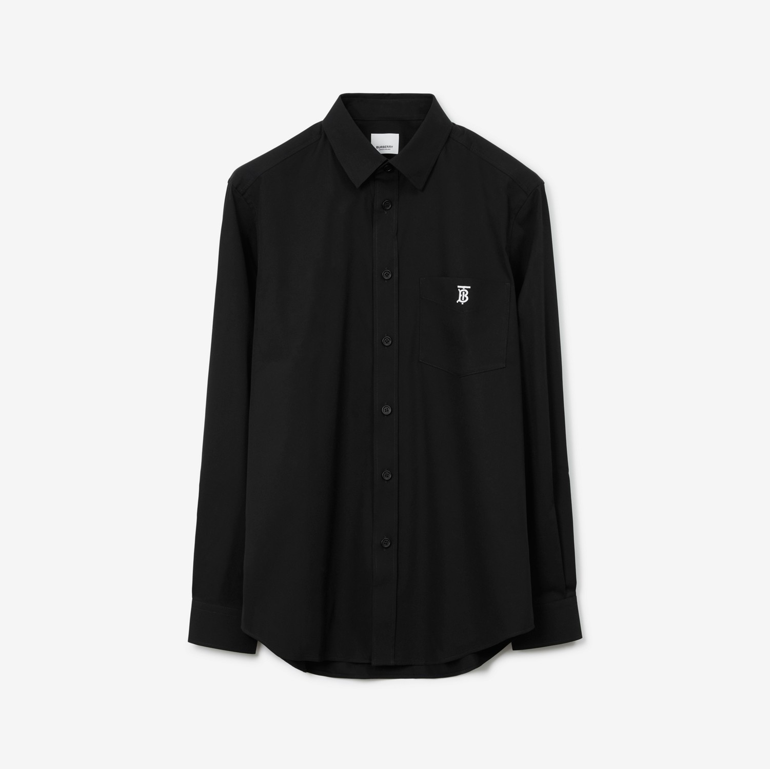 Monogram Motif Technical Cotton Shirt in Black - Men | Burberry® Official