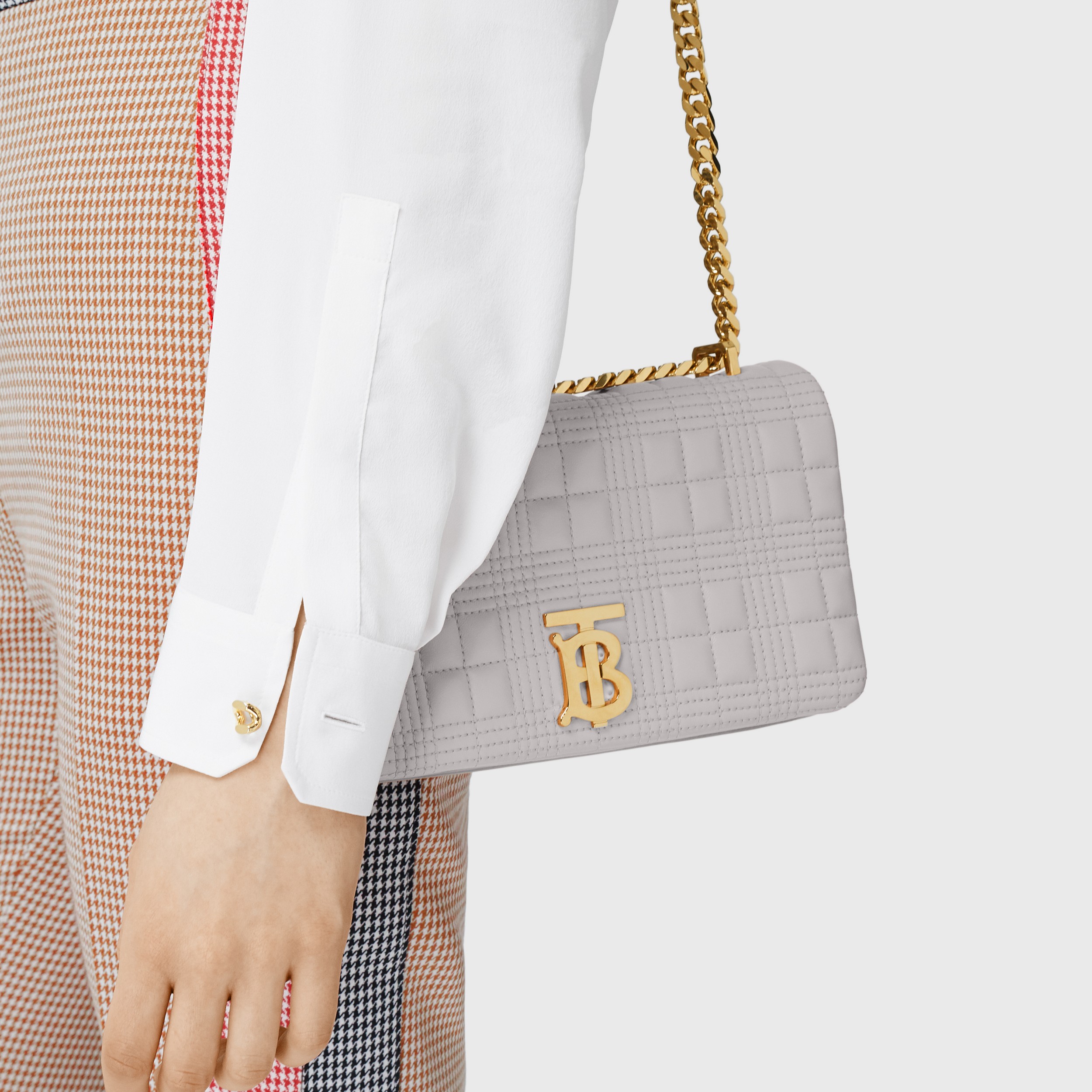 Small Quilted Lambskin Lola Bag in Cloud Grey | Burberry® Official - 3