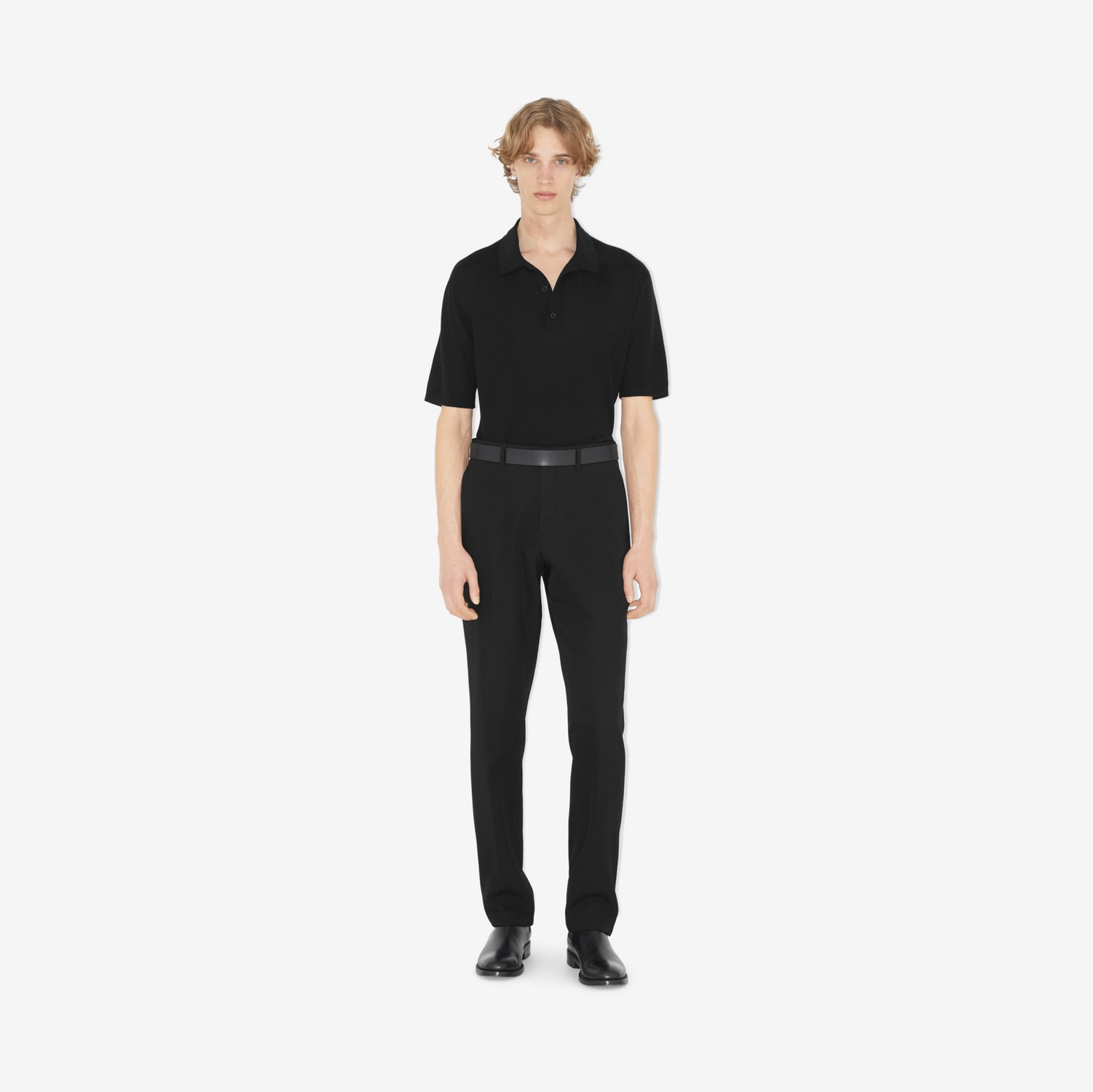 EKD Wool Silk Blend Polo Shirt in Black - Men | Burberry® Official