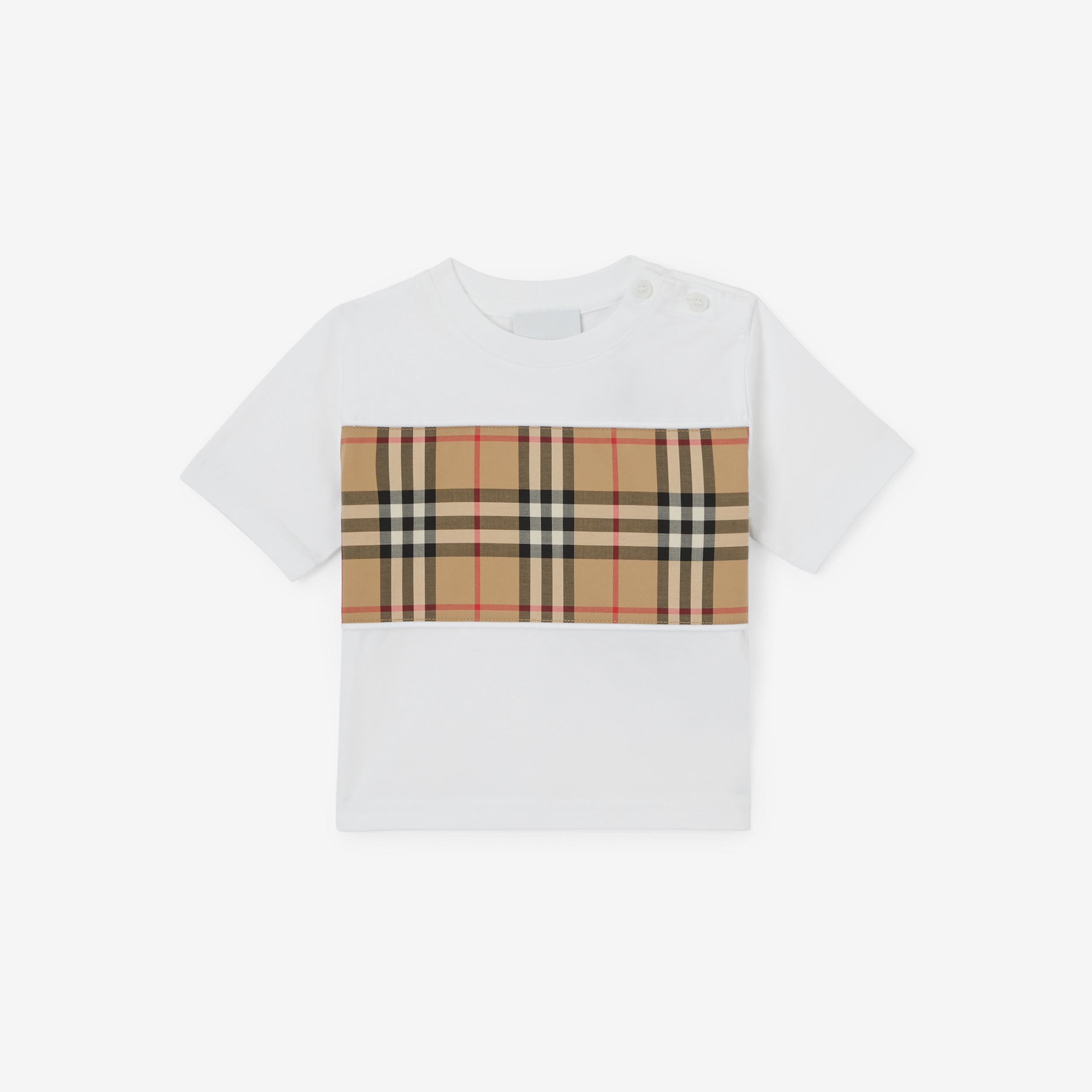 빈티지 체크 패널 코튼 티셔츠 (화이트) - 아동 | Burberry® - 1