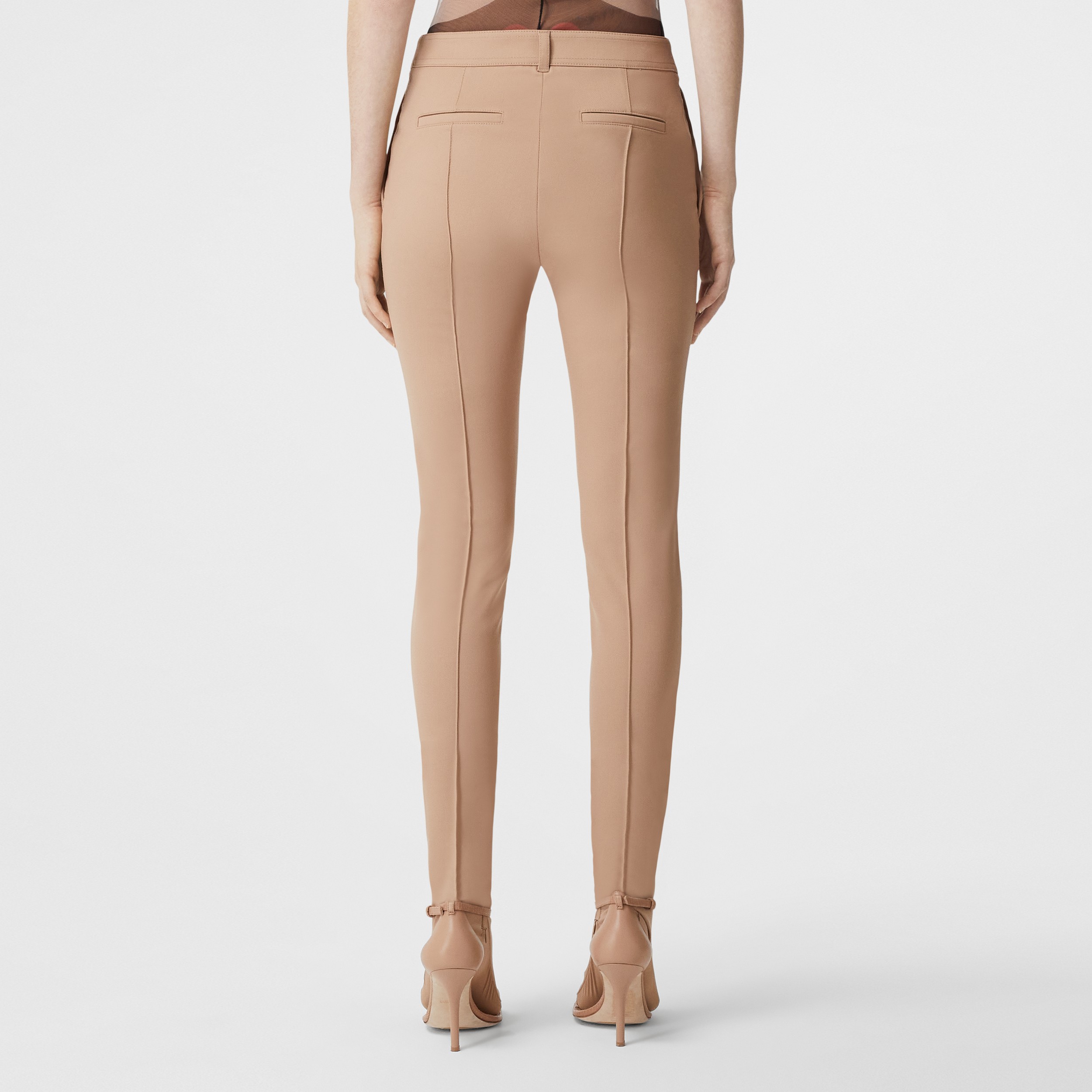Stretch Wool Trousers in Dark Biscuit - Women | Burberry® Official - 3