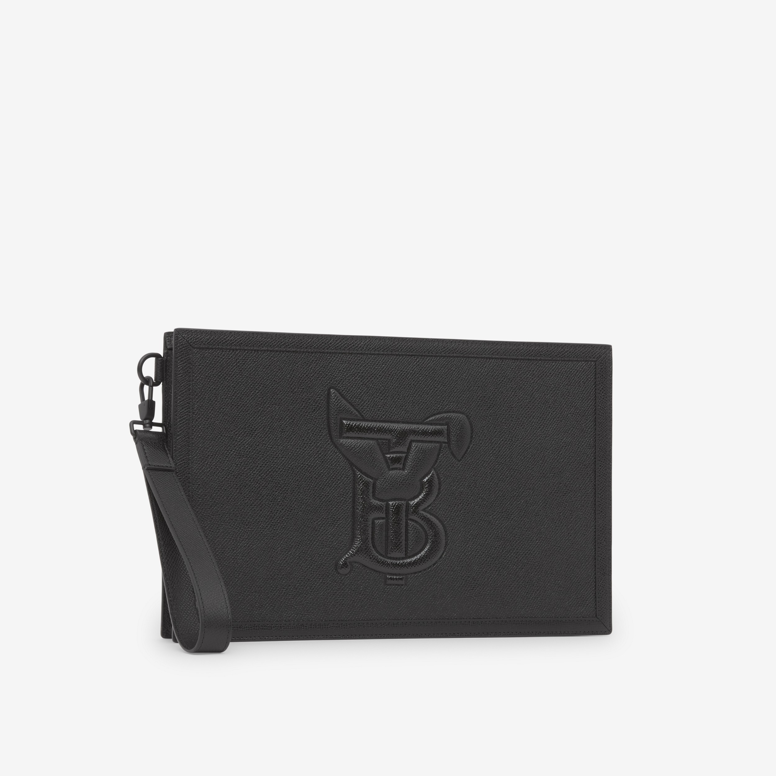 Rabbit Embossed Grainy Leather Zip Pouch in Black - Men | Burberry® Official - 3