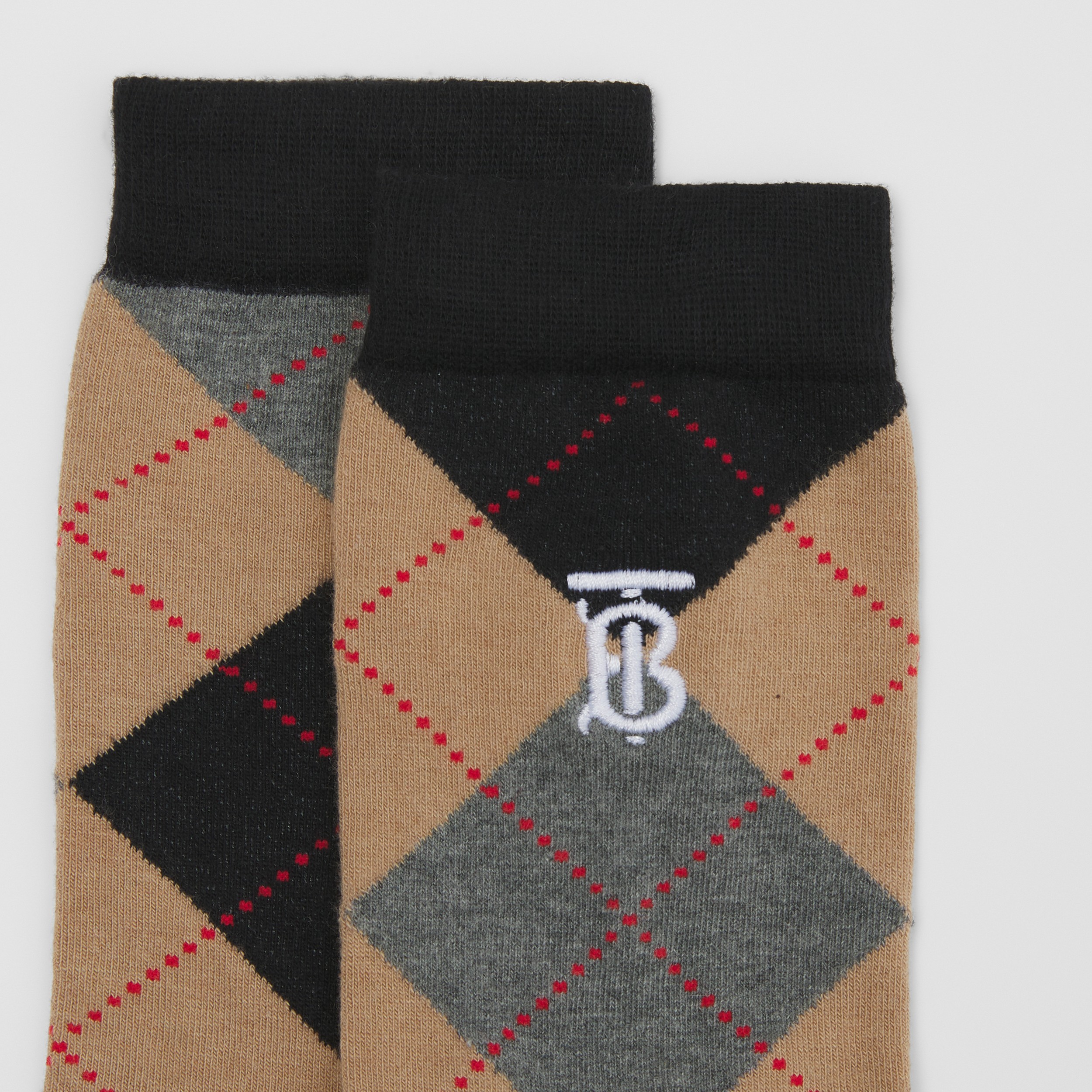 Argyle Intarsia Cotton Cashmere Blend Socks in Black | Burberry® Official - 2