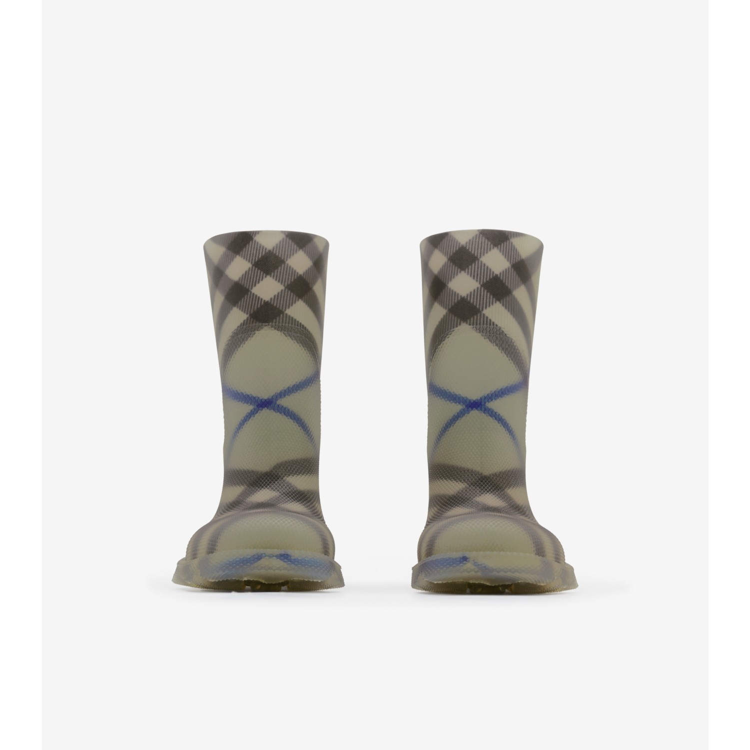 Check Rubber Marsh High Boots in Lichen Children Burberry Official