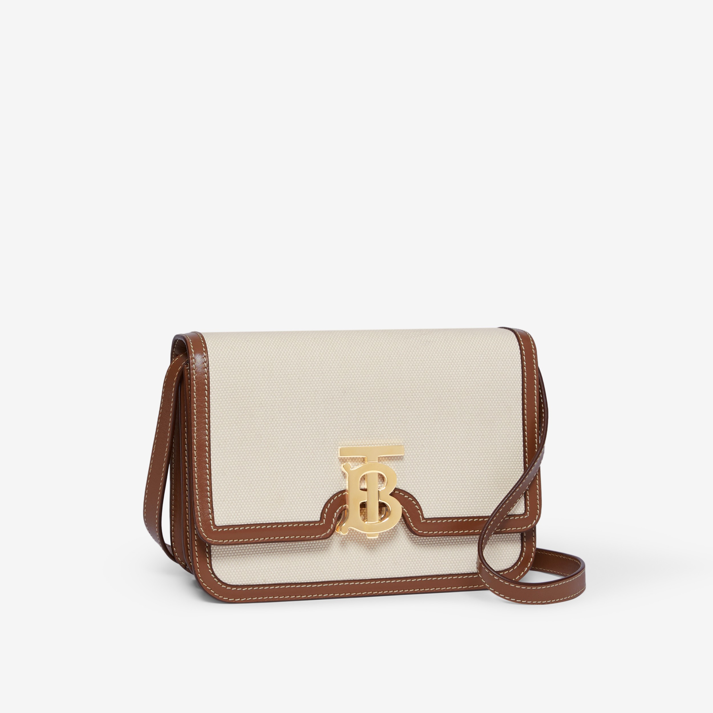 Two-tone Canvas and Leather Small TB Bag in Natural/malt Brown - Women | Burberry® Official - 2