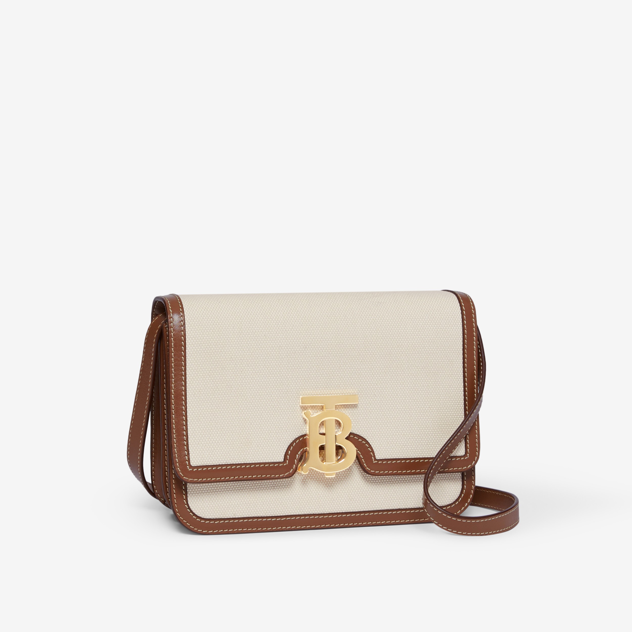 Two-tone Canvas and Leather Small TB Bag in Natural/malt Brown - Women |  Burberry® Official