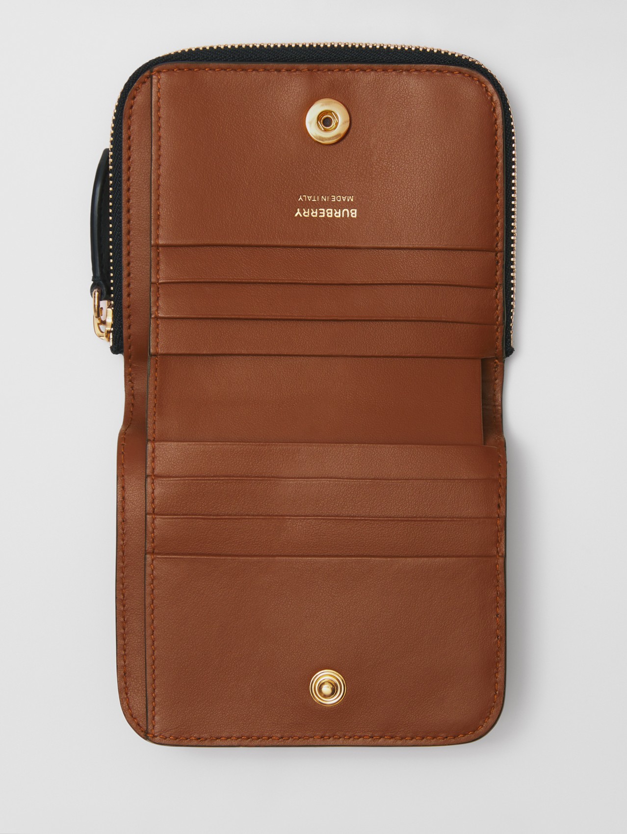 Faltbrieftasche aus Eco-Canvas im Streifendesign und Leder (Vintage-beige)