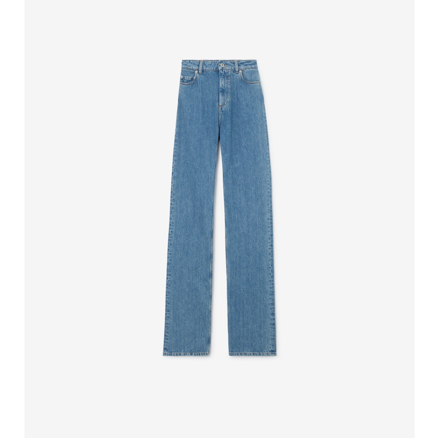 Straight Fit Jeans in Mid blue - Women, Cotton | Burberry® Official