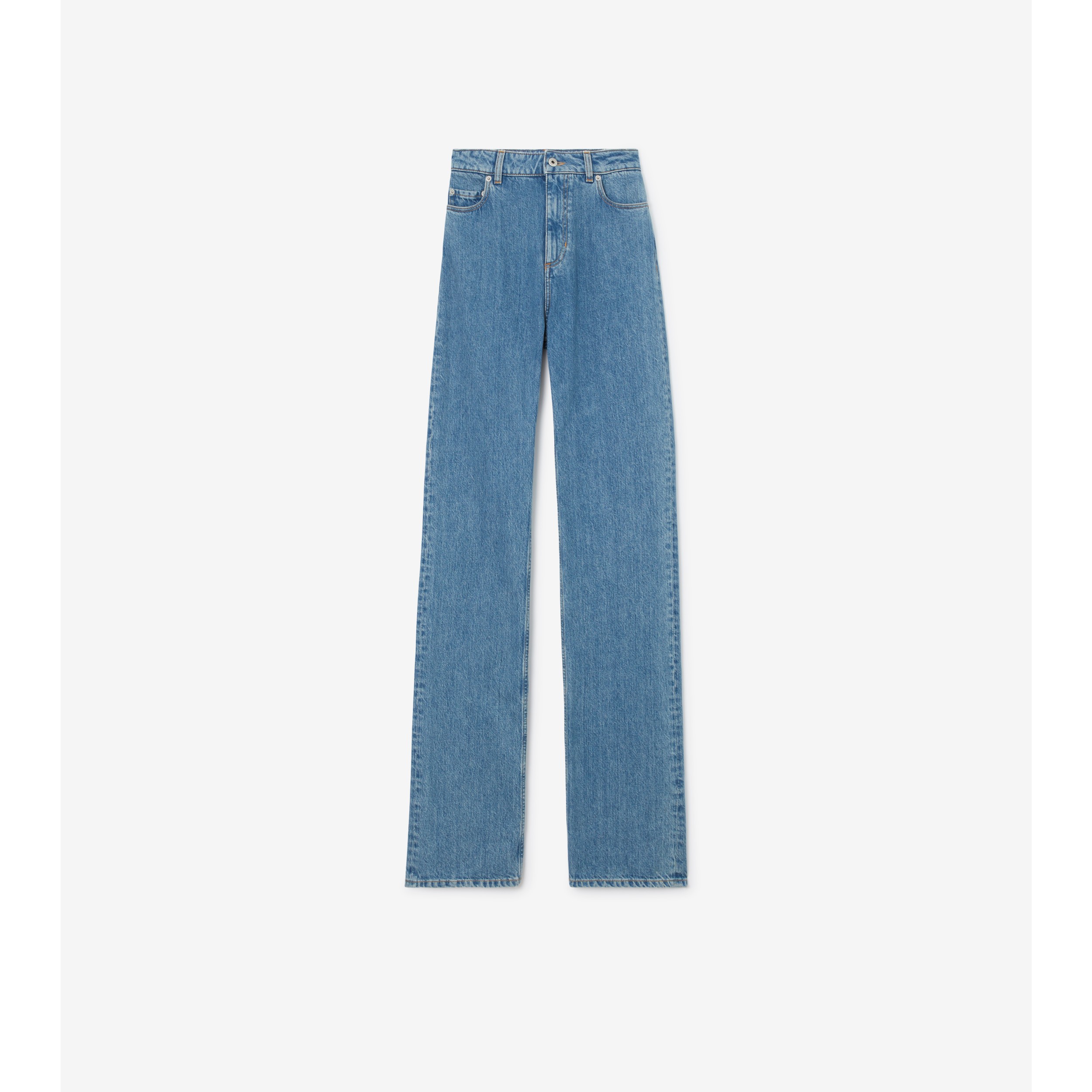 Straight Fit Jeans in Mid blue Women Cotton Burberry Official