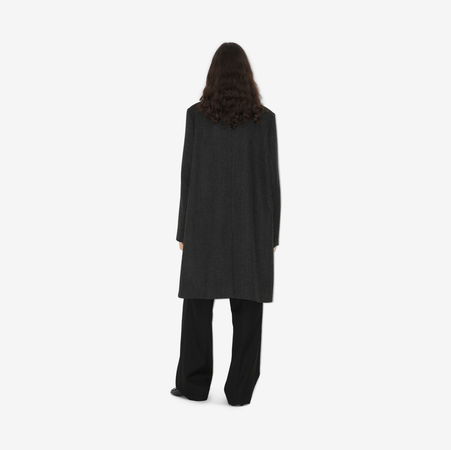 Car coat in misto lana con motivo spigato (Charcoal) - Donna | Sito ufficiale Burberry®