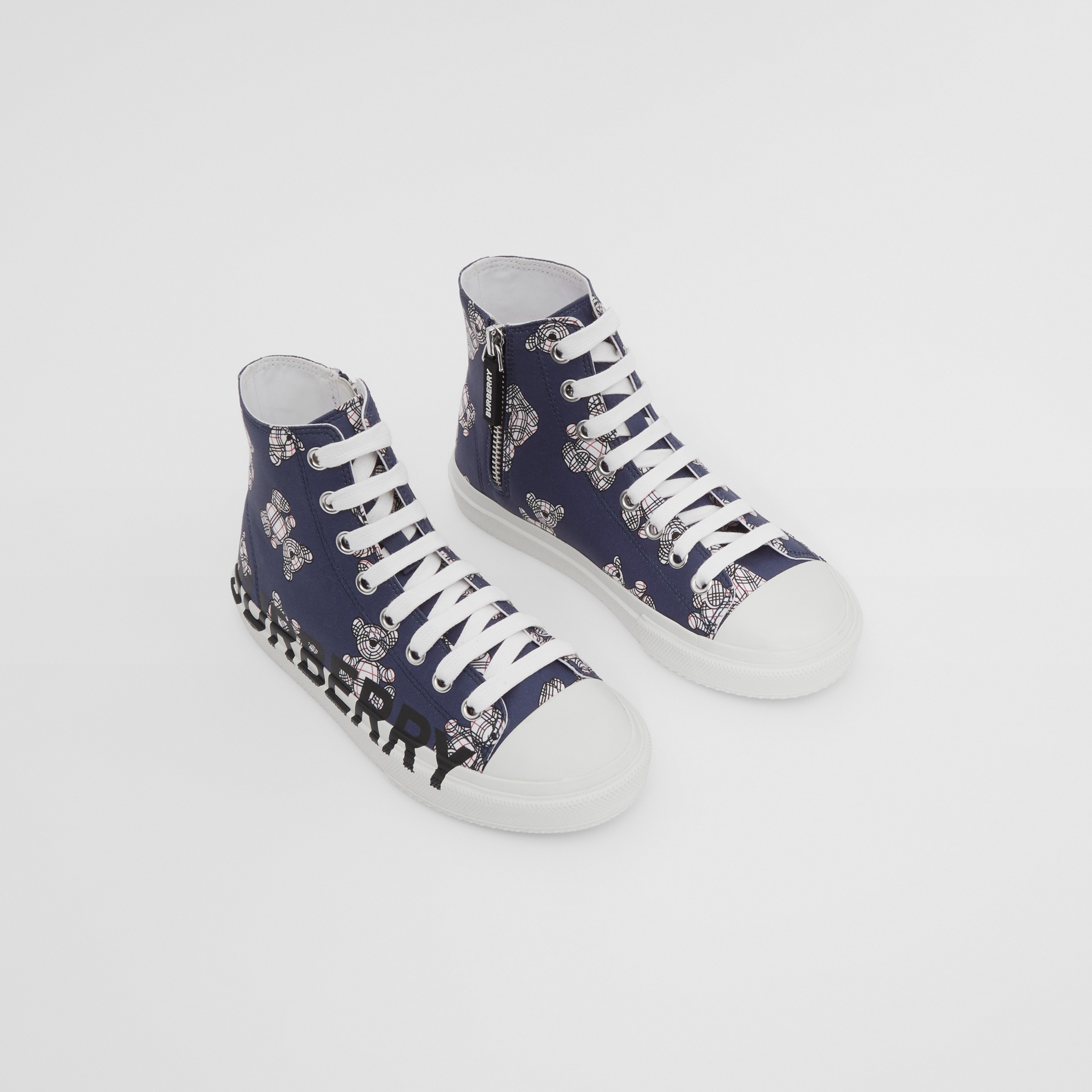 Thomas Bear Print Cotton High-top Sneakers in Midnight | Burberry® Official - 1