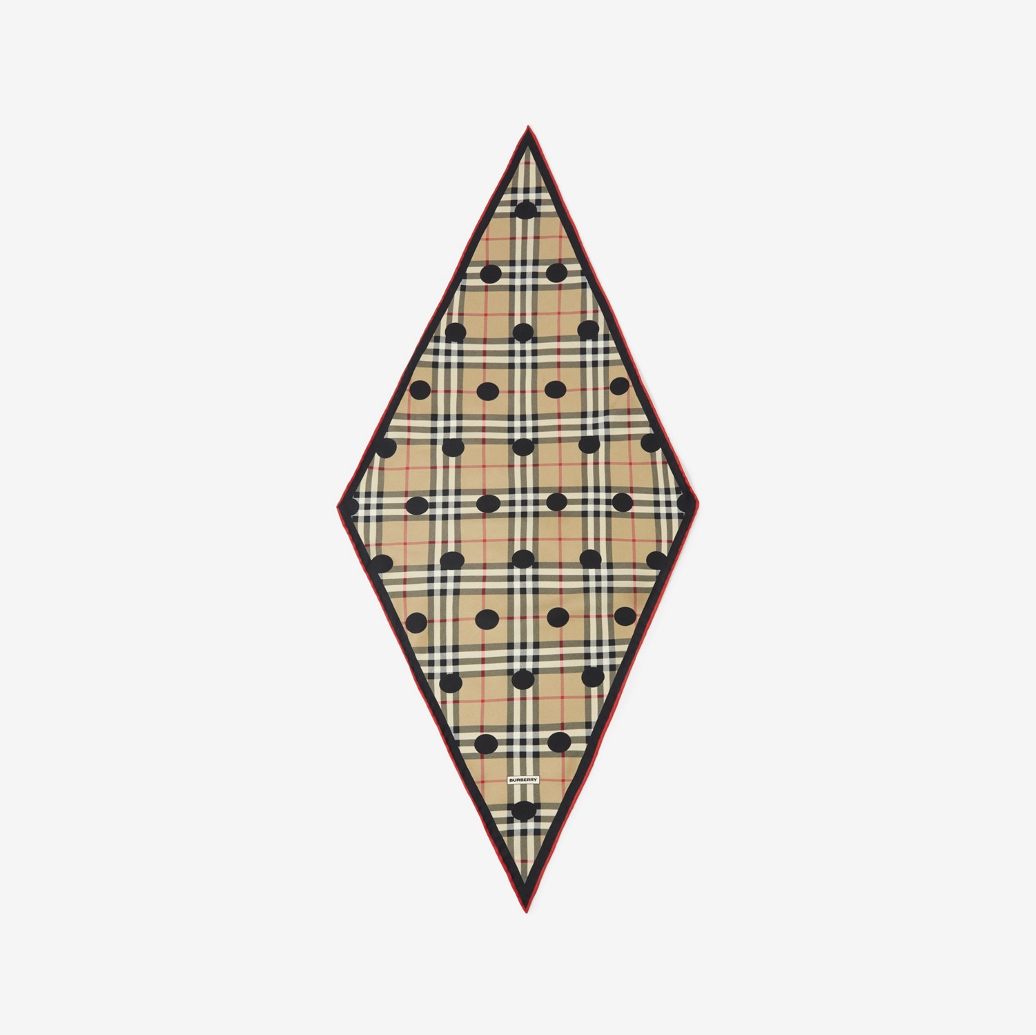 Lenço de seda em forma de diamante com estampa xadrez e poás (Bege Clássico) | Burberry® oficial